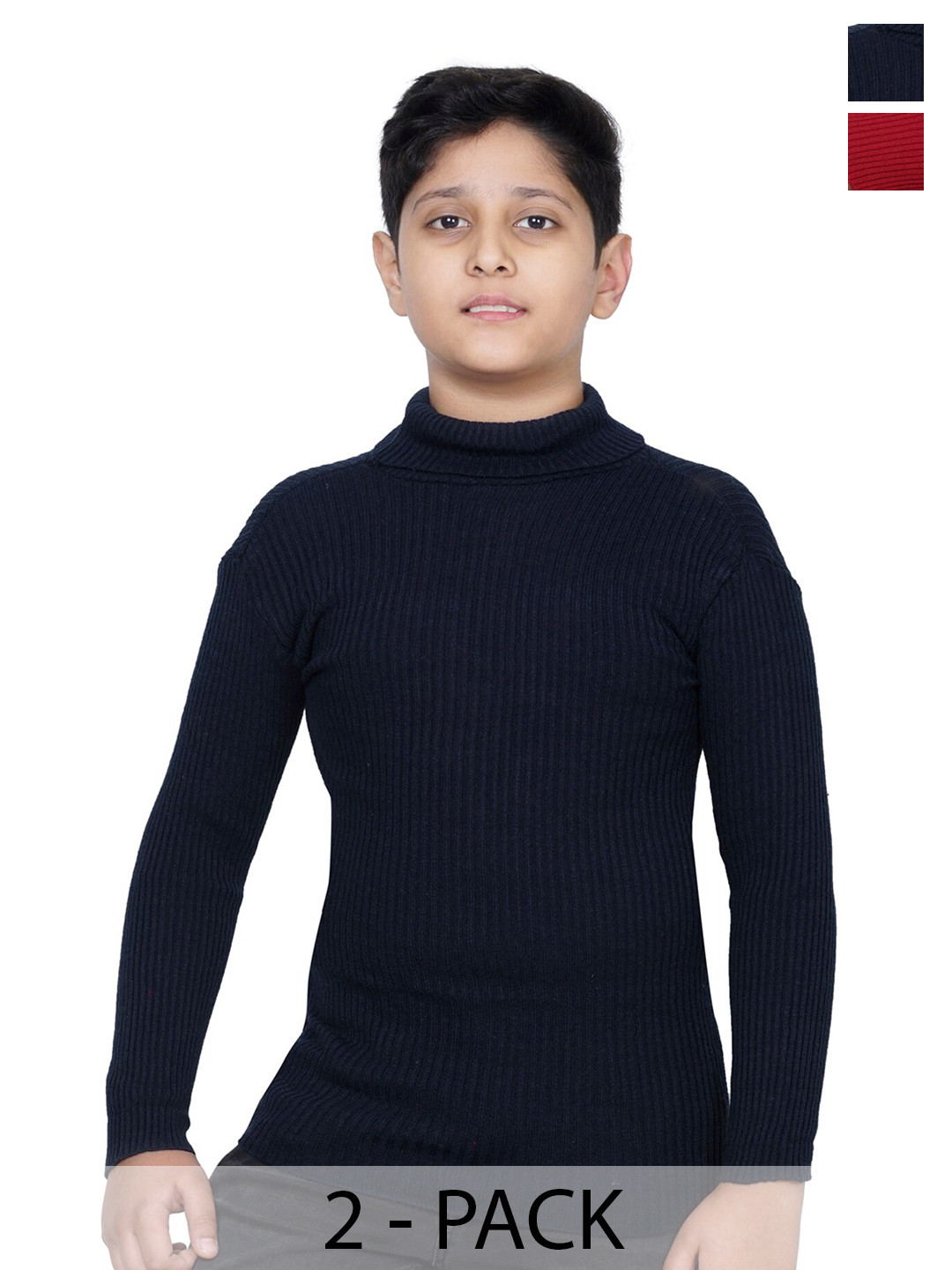 

BAESD Boys Pack of 2 Turtle Neck Woollen Pullover Sweaters, Black