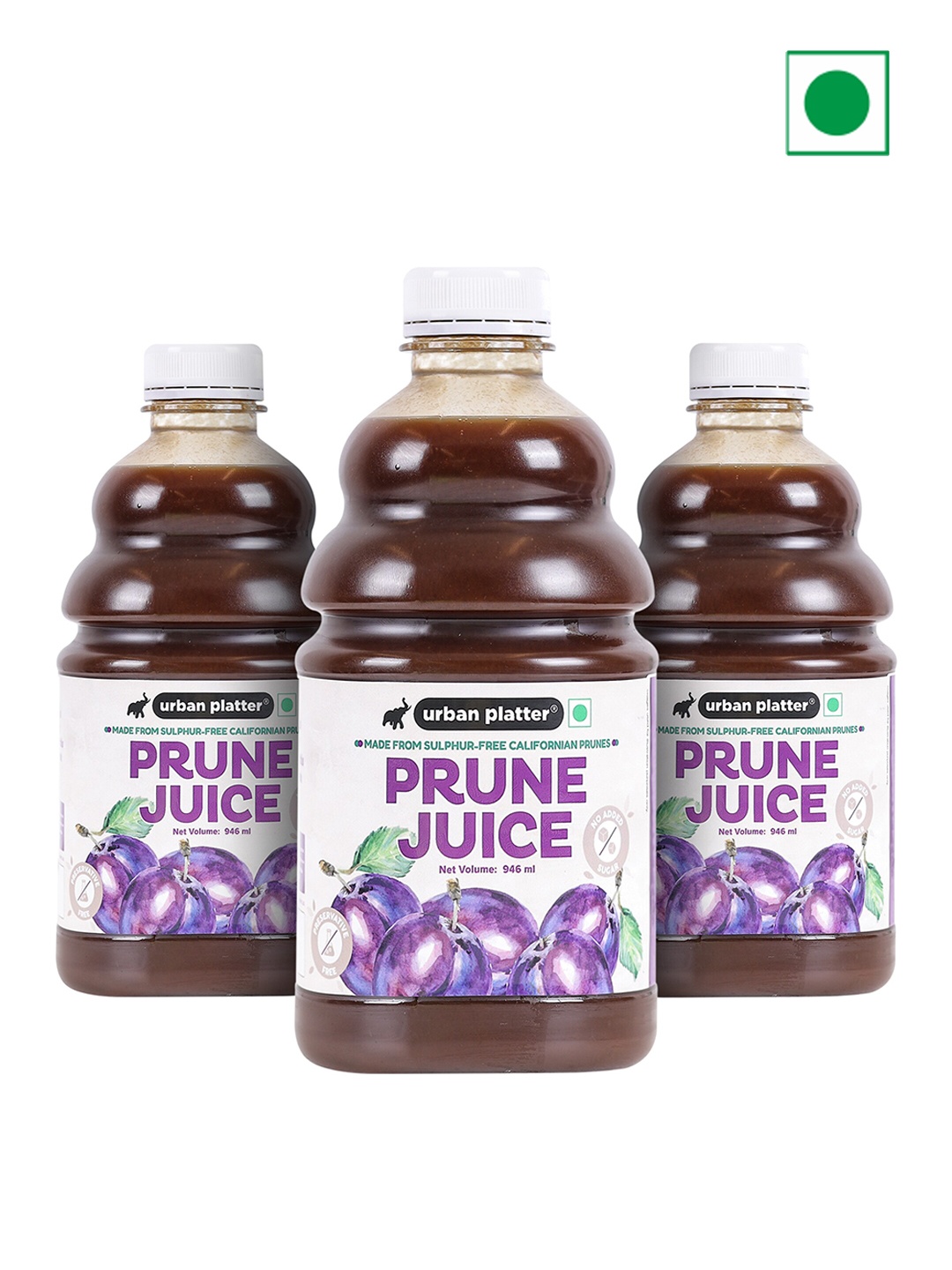 

URBAN PLATTER Set Of 3 Prune Juice- 946 ml Each, Purple