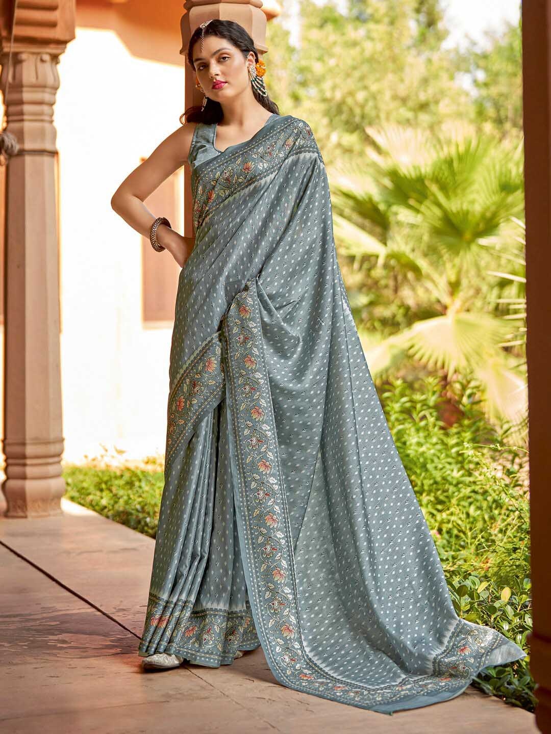 

Saree mall Grey Ethnic Motifs Printed Bagh Saree