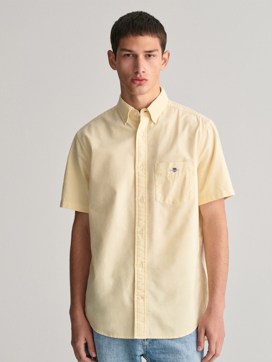 

GANT Solid Button Down Regular Fit Shirt, Yellow