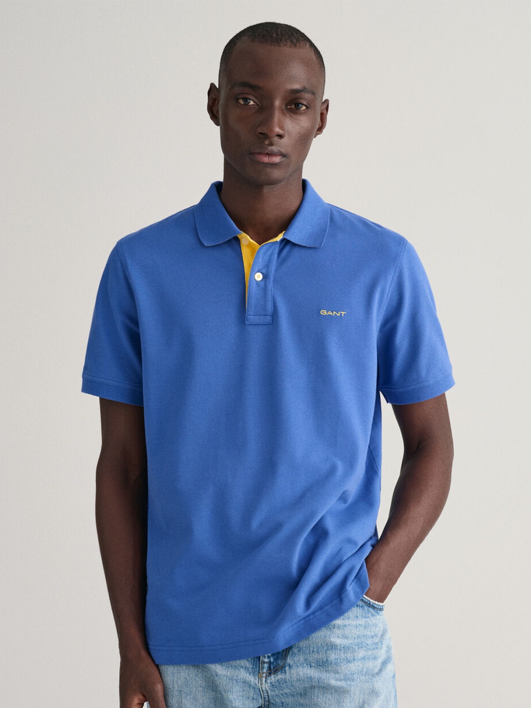 

GANT Solid Polo Neck Regular Fit T-Shirt, Blue