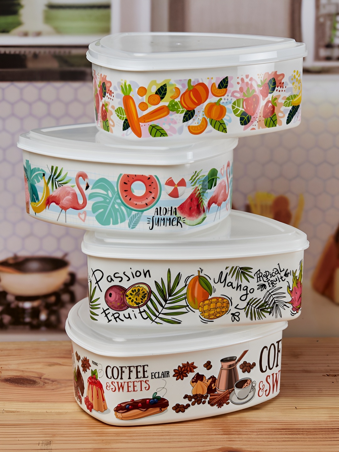 

Kookee White 3 Pieces Plastic Dishwasher Safe Food Containers