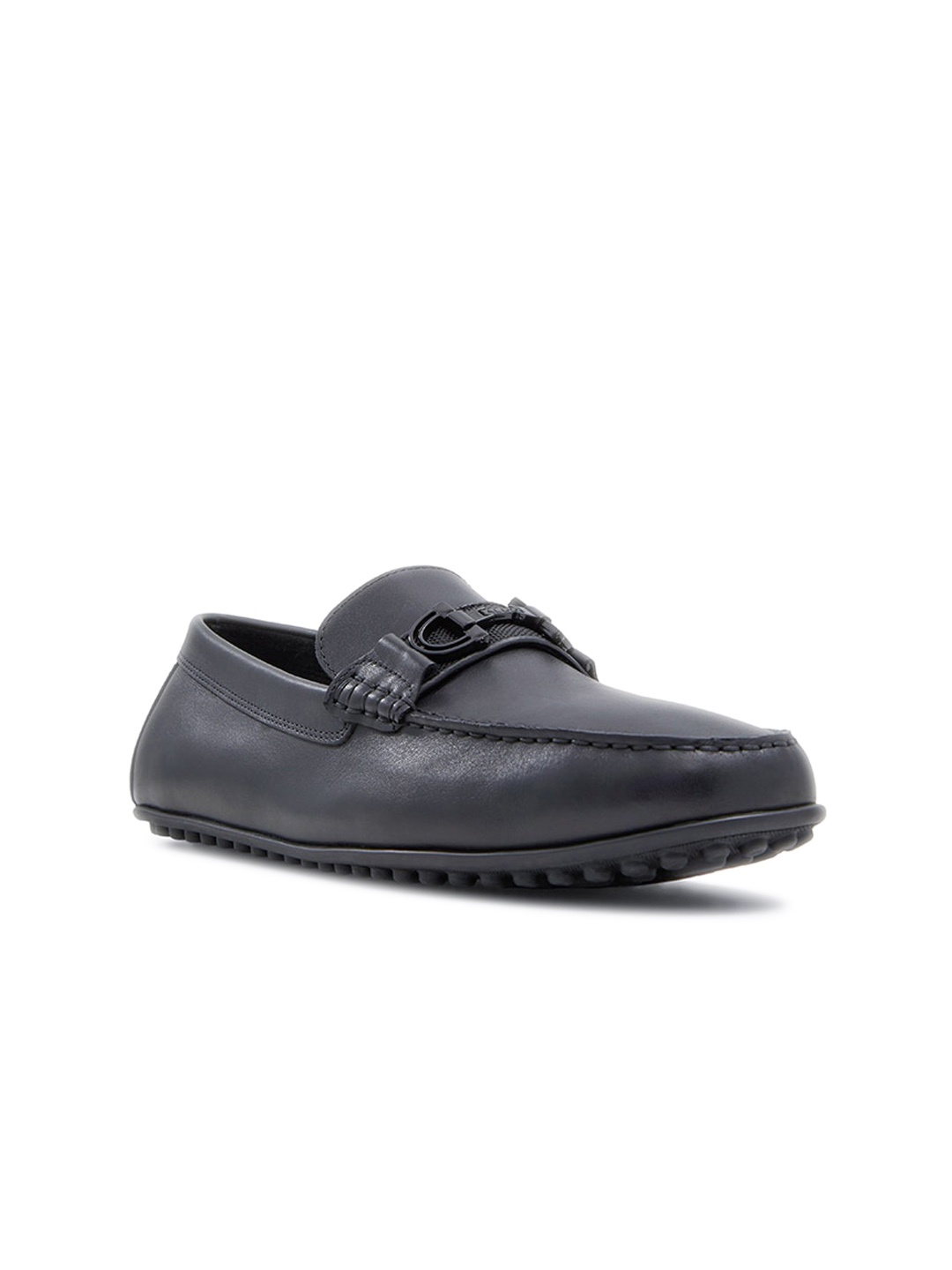 

ALDO Men Square Toe Buckles Detail Leather Loafers, Black