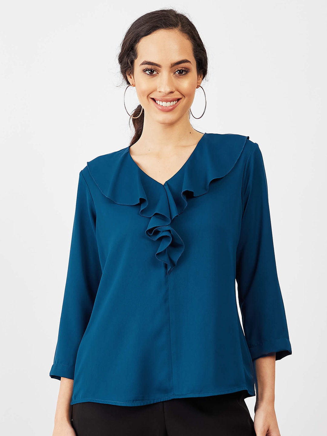 

SALT ATTIRE V Neck Long Sleeves Top, Teal