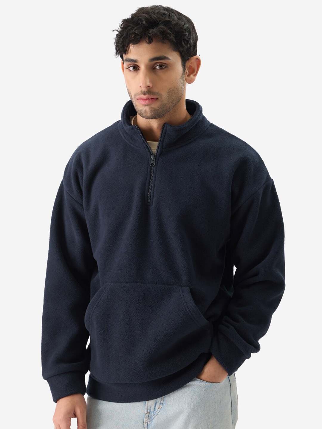 

The Souled Store Long Sleeves Cotton Pullover Sweatshirt, Navy blue