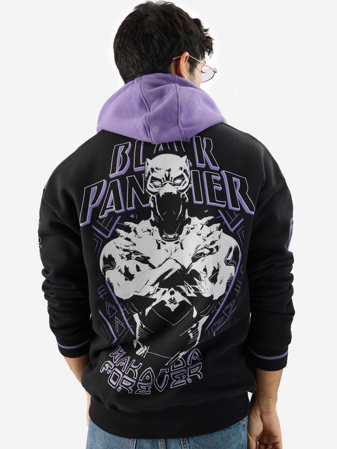 

The Souled Store Long Sleeves Cotton Hooded Front-Open Sweatshirt, Black