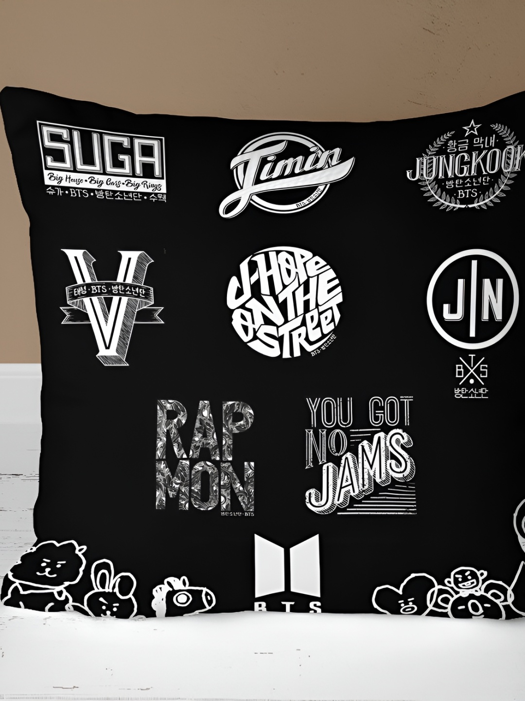 

RENVOX Black Printed Microfiber Filled Cushion