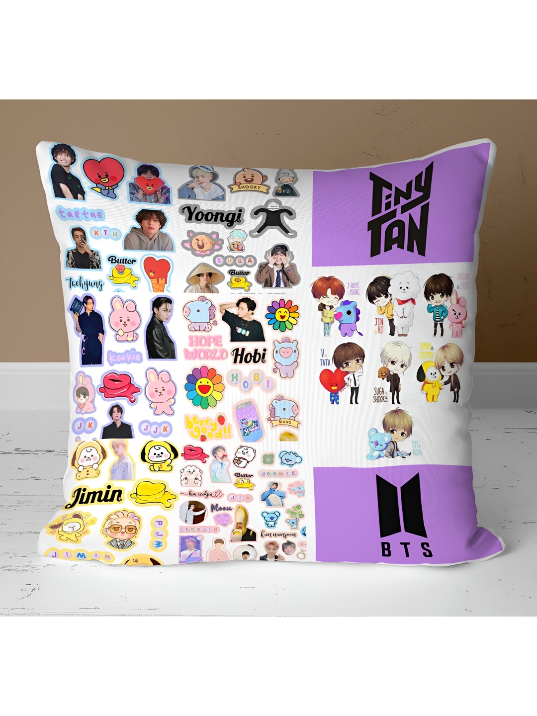 

RENVOX White & Purple Printed Square Microfibre Filled Cushion