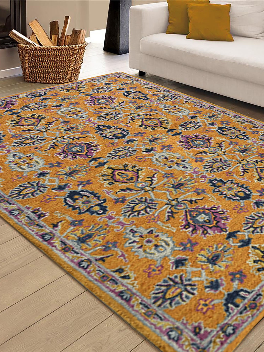 

saraswatii global Orange Ethnic Motifs Hand-Tufted Carpets