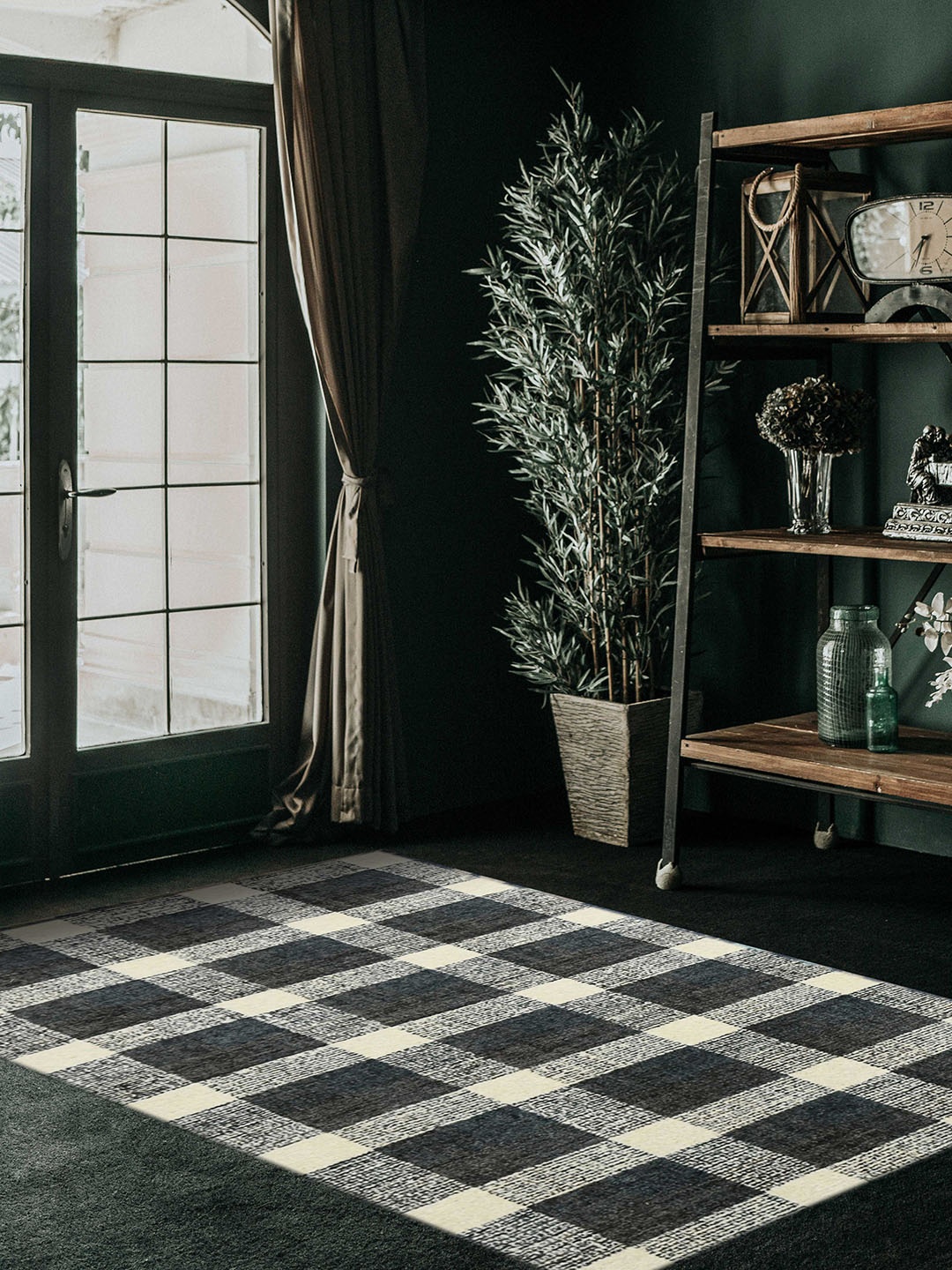 

saraswatii global Charcoal Geometric Hand-Tufted Carpets