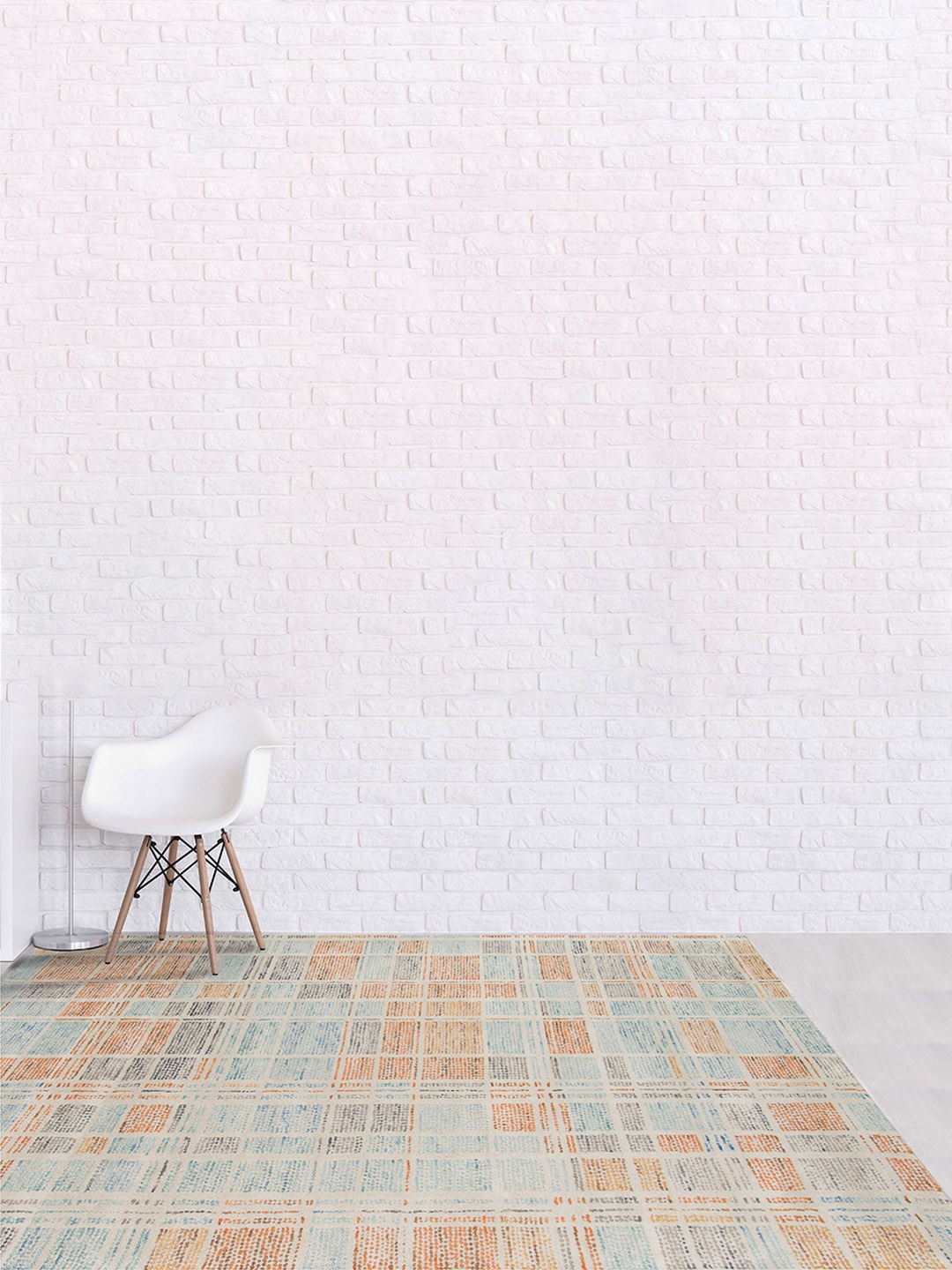 

saraswatii global Blue & Beige Geometric Hand-Tufted Woolen Carpet