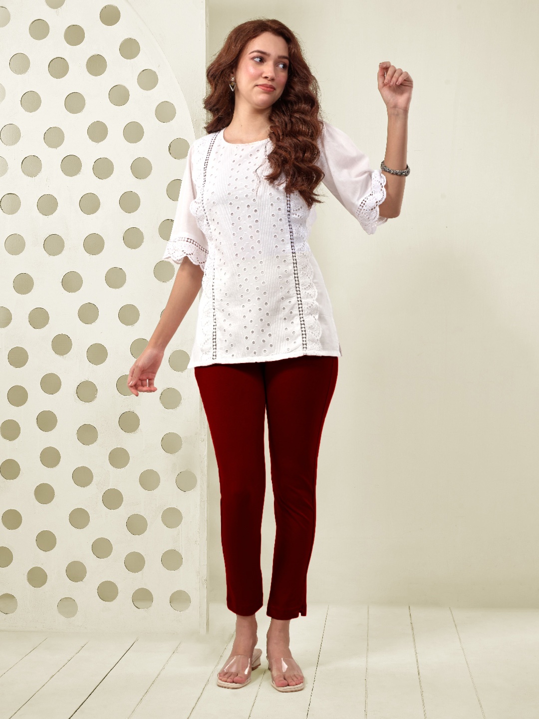 

LYRA Cotton Color Lock Technology Ankle Length Leggings, Maroon