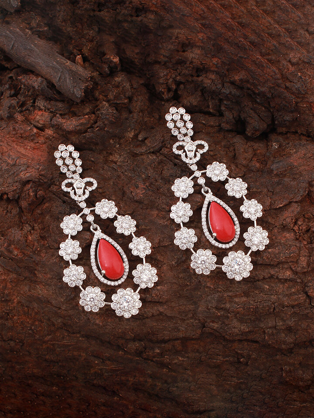 

Mirana Rhodium-Plated Contemporary Drop Earrings, Silver