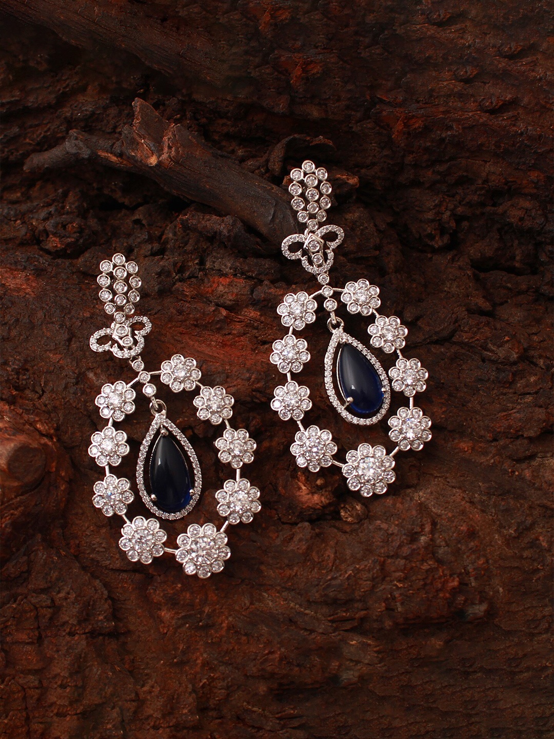 

Mirana American Diamond Rhodium Plated Drop Earrings, Silver
