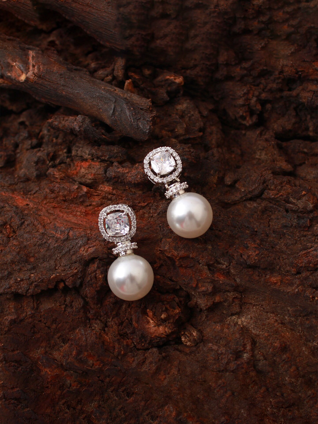 

Mirana American Diamond Rhodium Plated Drop Earrings, Silver