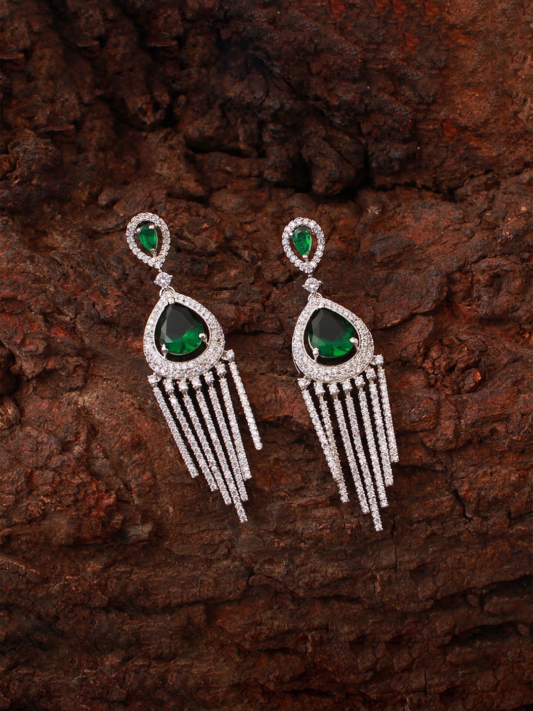 

Mirana Rhodium-Plated Contemporary Drop Earrings, Silver