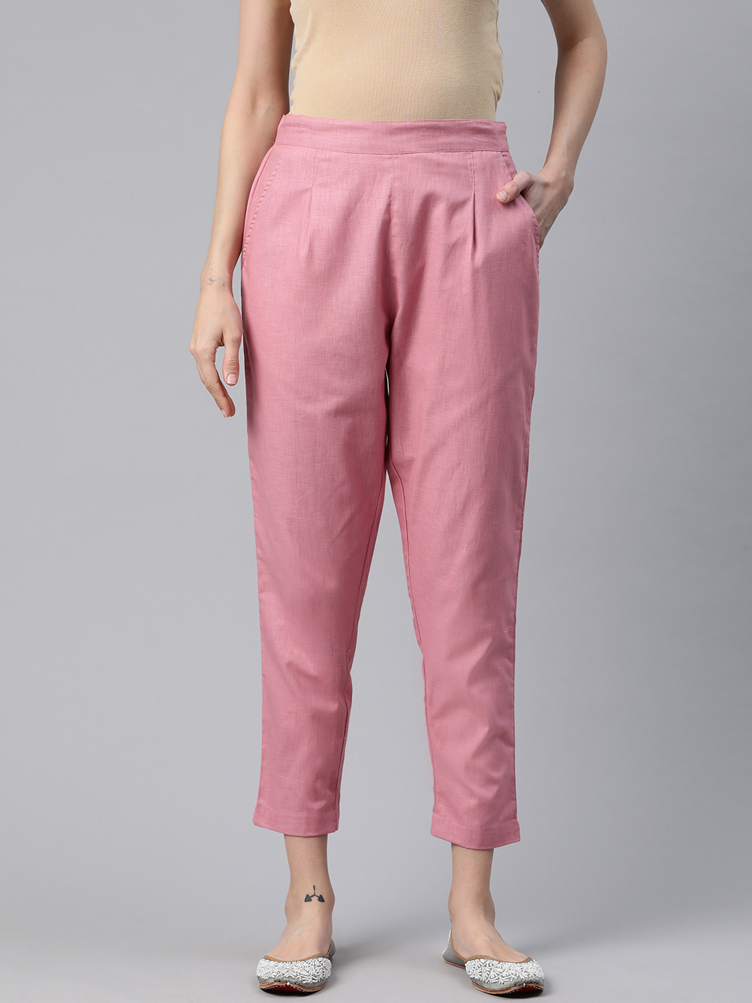 

Readiprint Women Linen Ethnic Palazzos, Pink