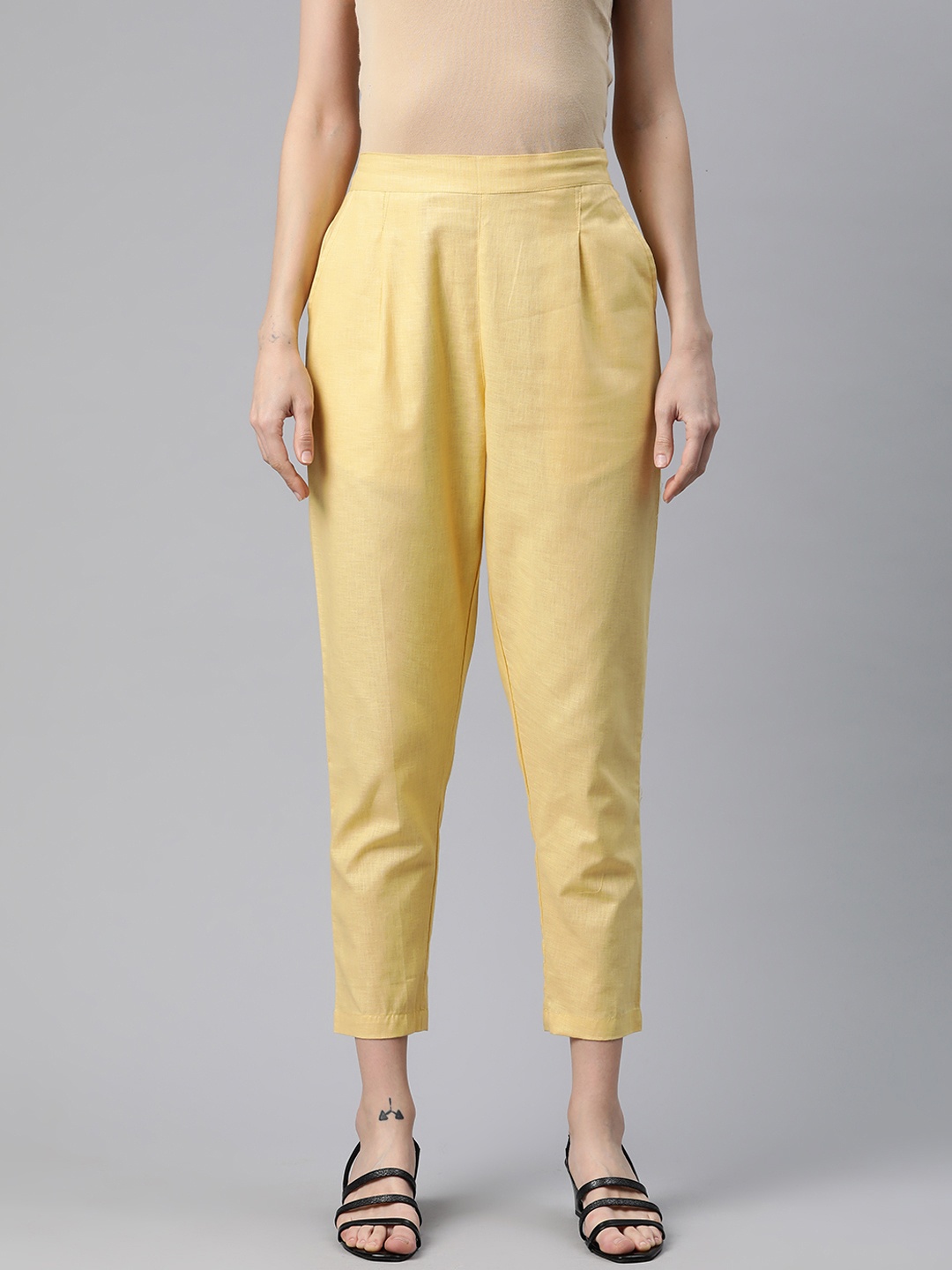 

Readiprint Women Linen Ethnic Palazzos, Mustard