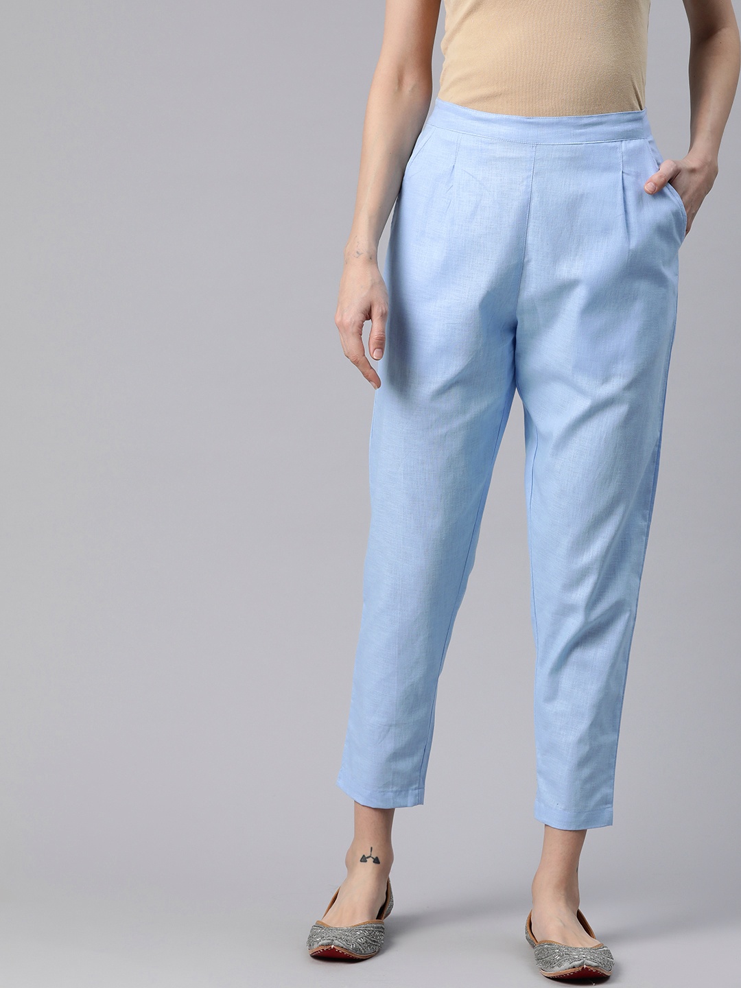 

Readiprint Women Linen Ethnic Palazzos, Blue