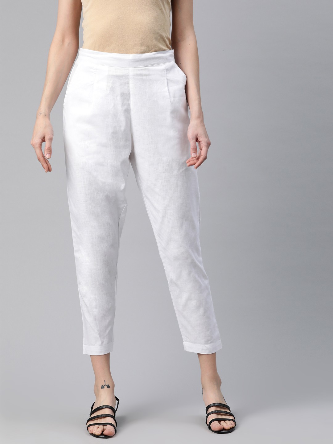 

Readiprint Women Linen Ethnic Palazzos, White