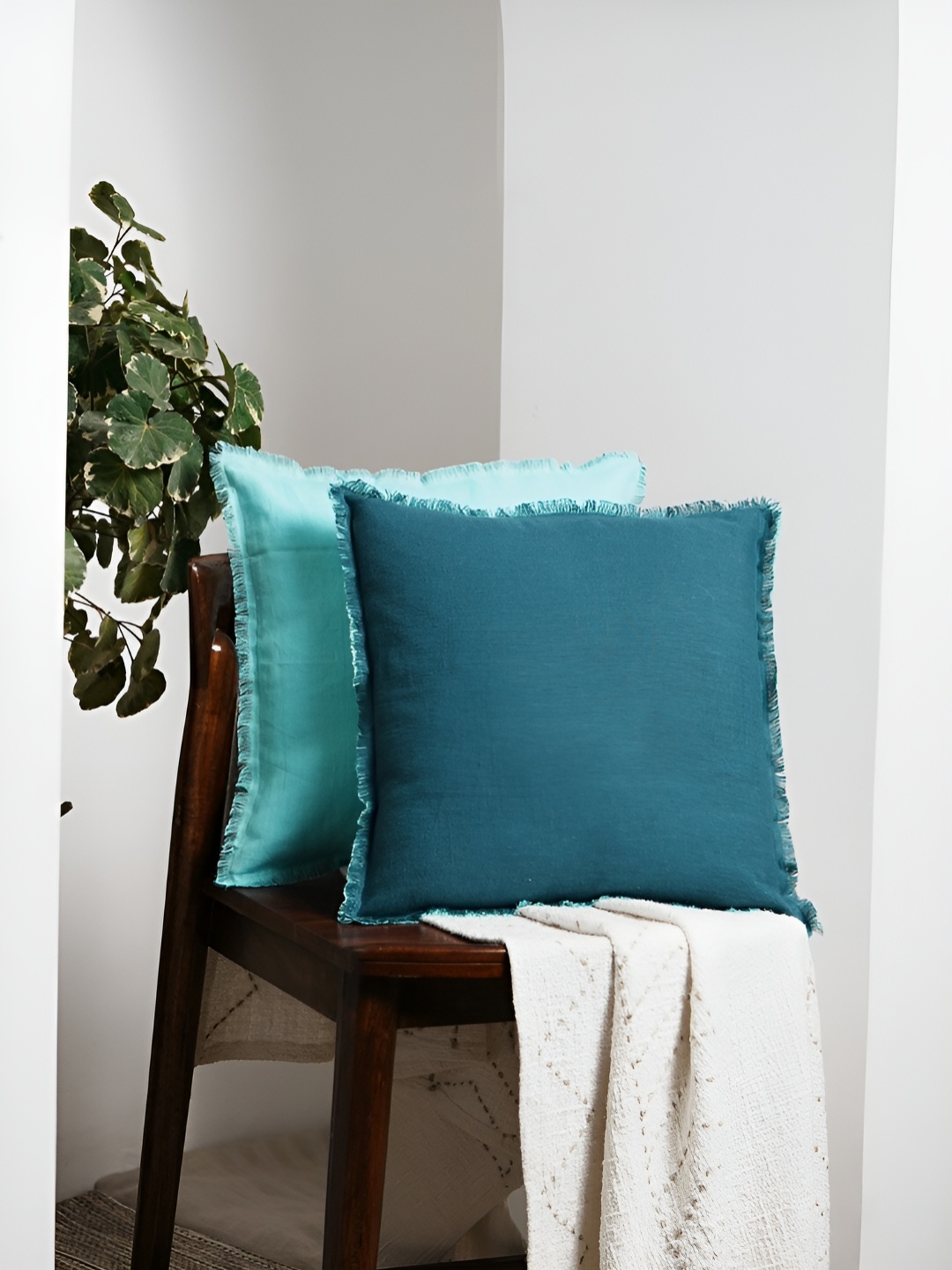 

Amora Blue Linen Square Cushion Cover