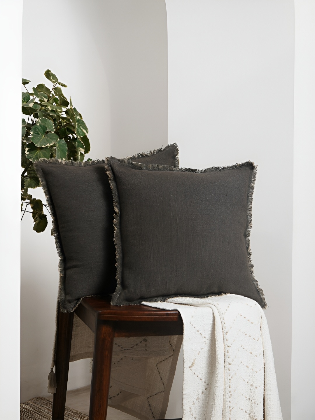 

Amora Coffee Brown Linen Square Cushion Cover