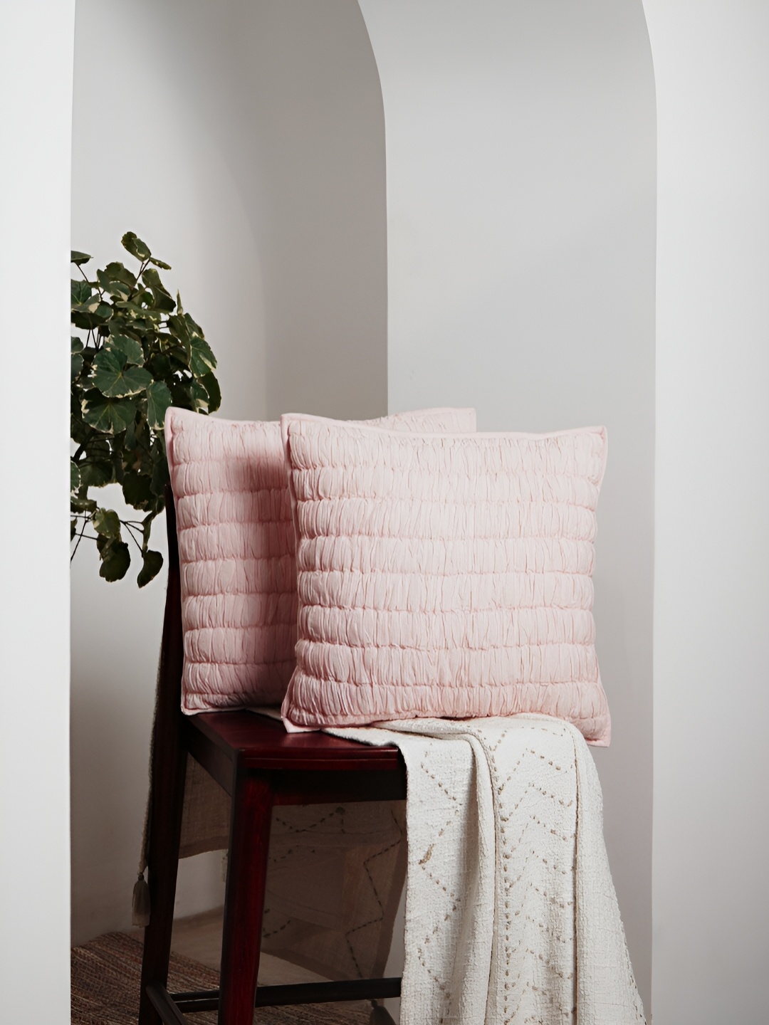 

Amora Pink Square Cotton Cushion Cover