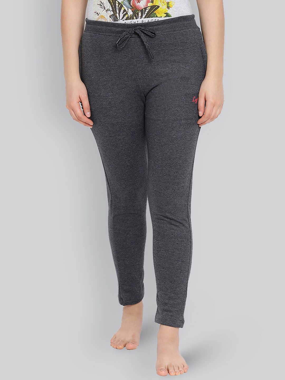 

LYRA Women Cotton Winter Lounge Pant with Inner fleece, Charcoal