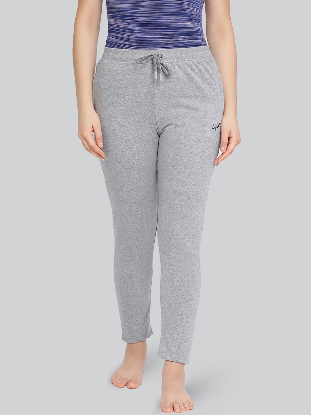 

LYRA Women Cotton Winter Lounge Pant with Inner fleece, Grey melange