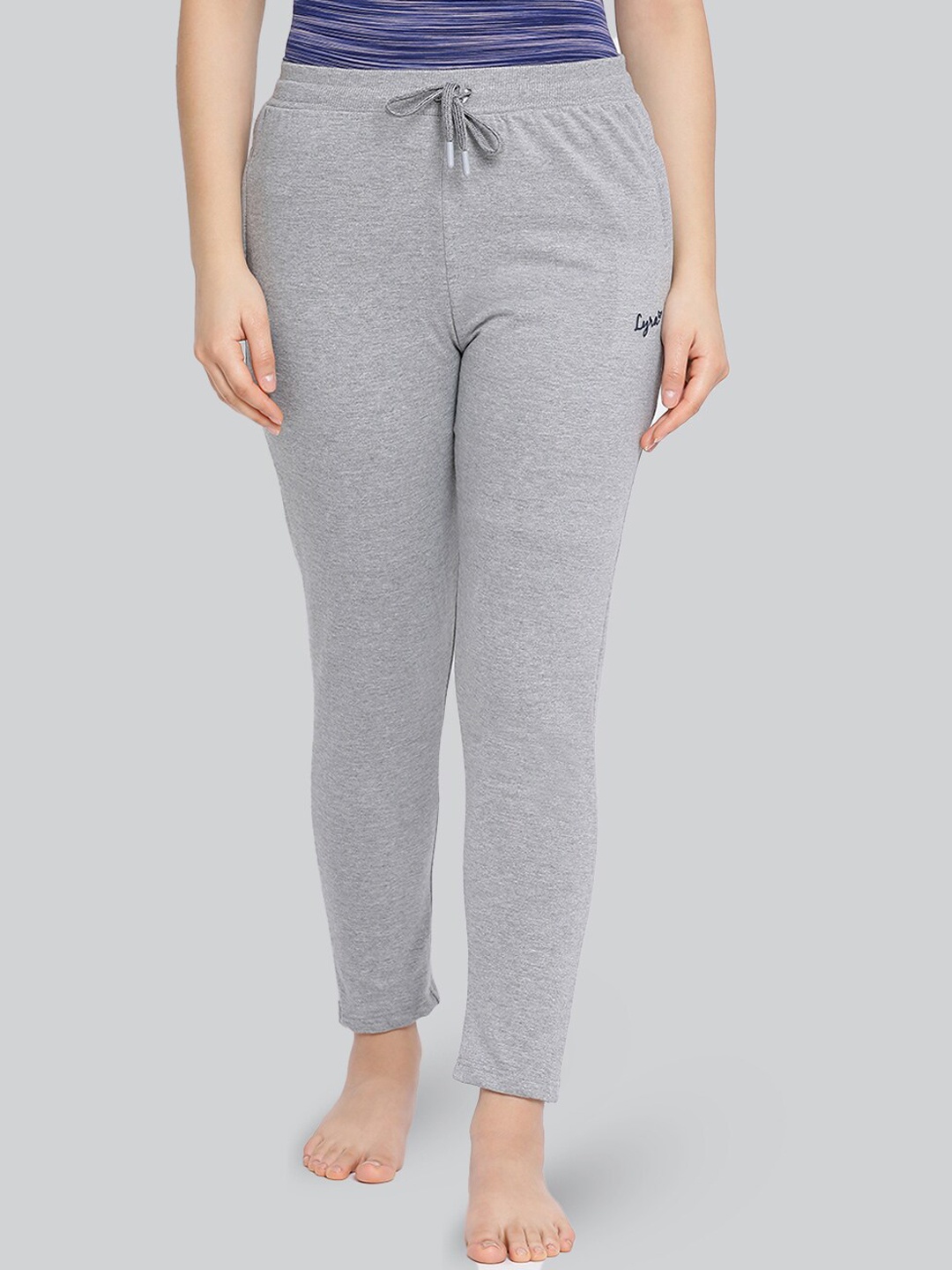 

LYRA Women Fleece Mid-Rise Lounge Pants, Grey melange