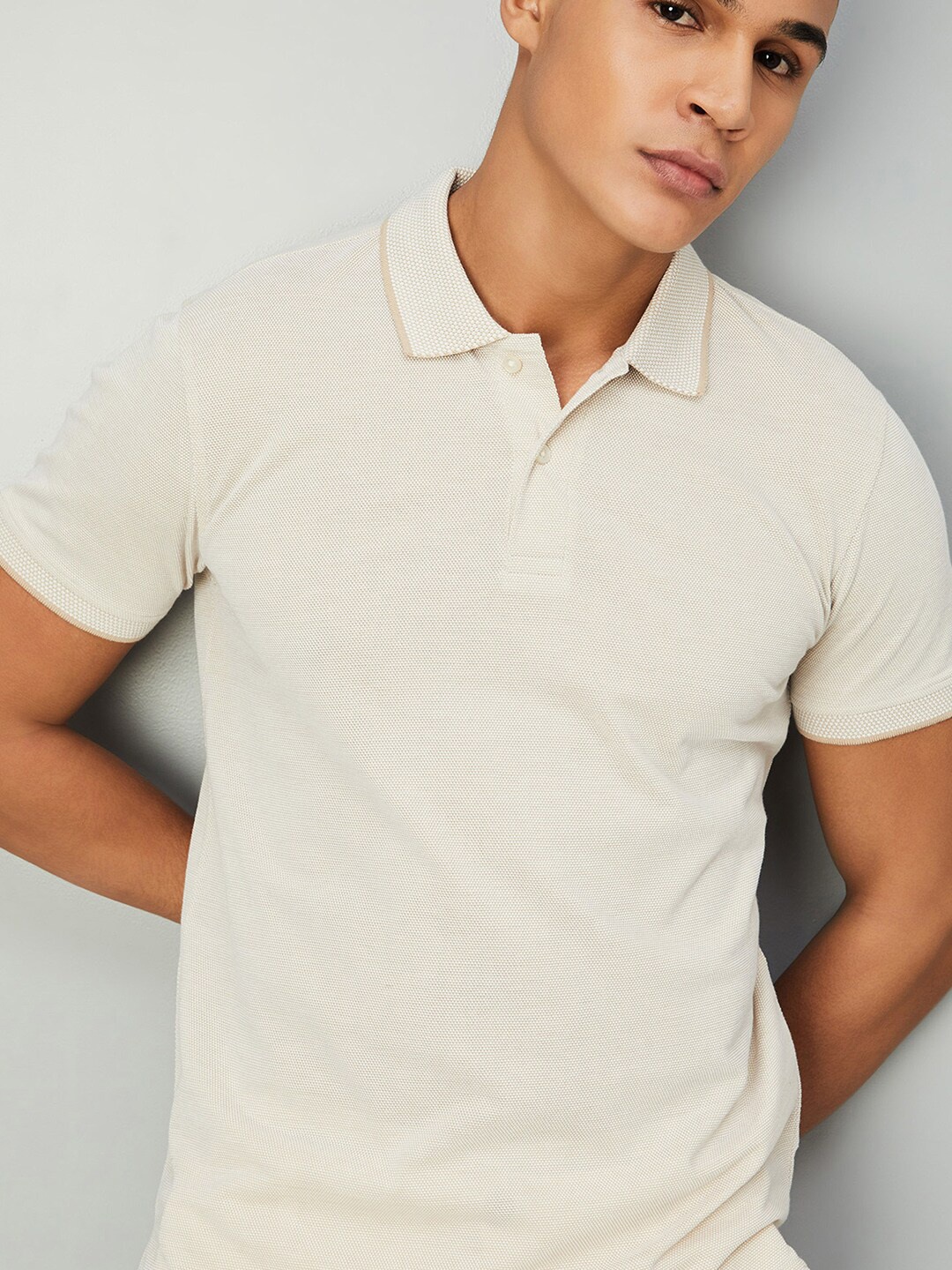 

max Polo Collar Short Sleeves Cotton Casual T-shirt, Khaki