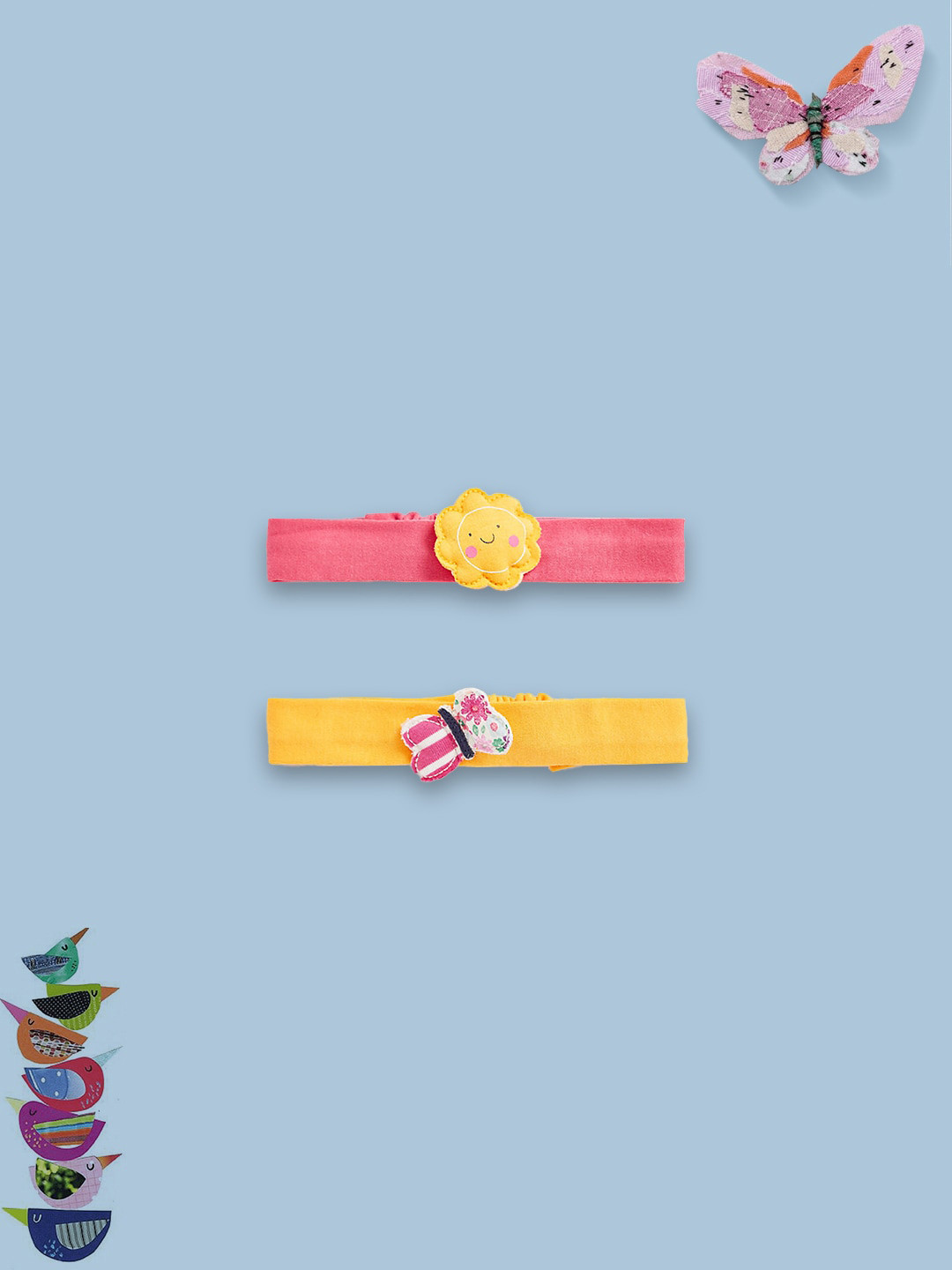 

mothercare Girls Pack Of 2 Applique Detailed Headbands, Pink