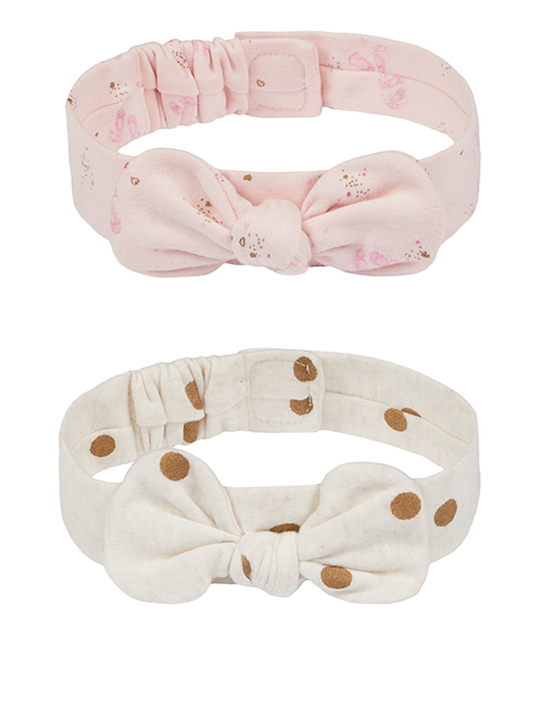 

mothercare Girls Pack Of 2 Polka Dots Printed Headbands, White