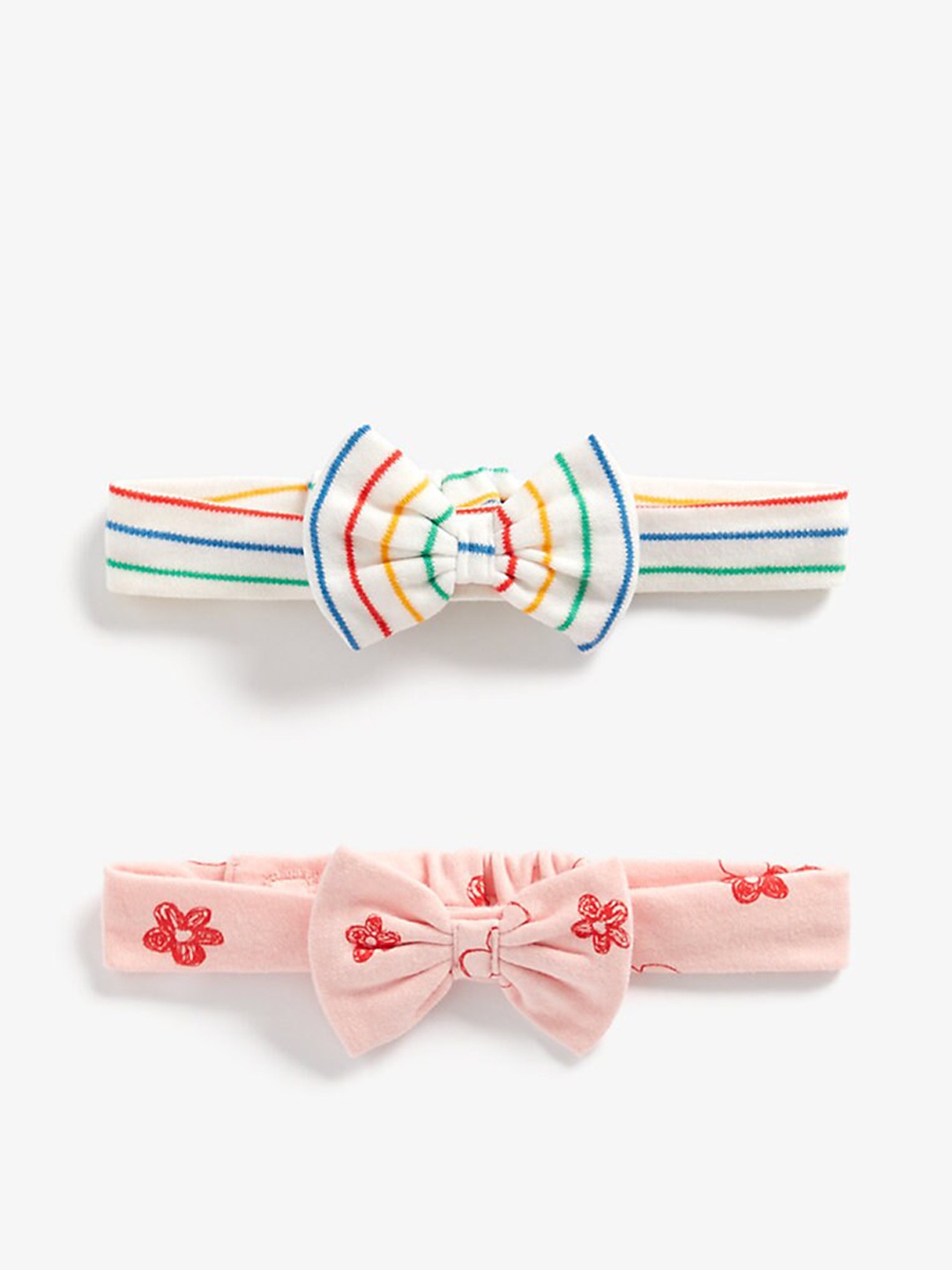 

mothercare Girls Pack Of 2 Striped Headbands, Pink