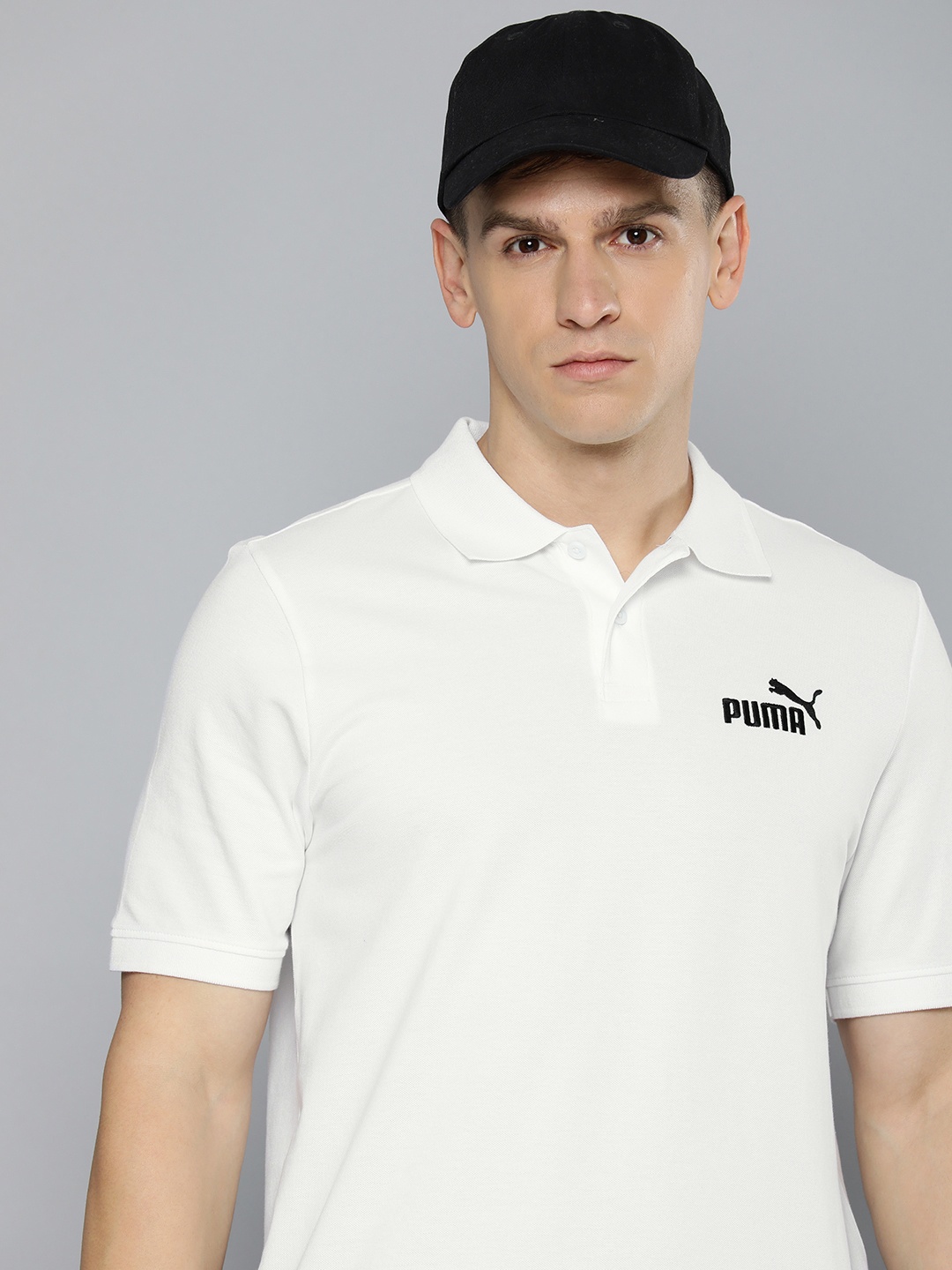 

Puma Embroidered ESS Pique Polo Collar T-shirt, White