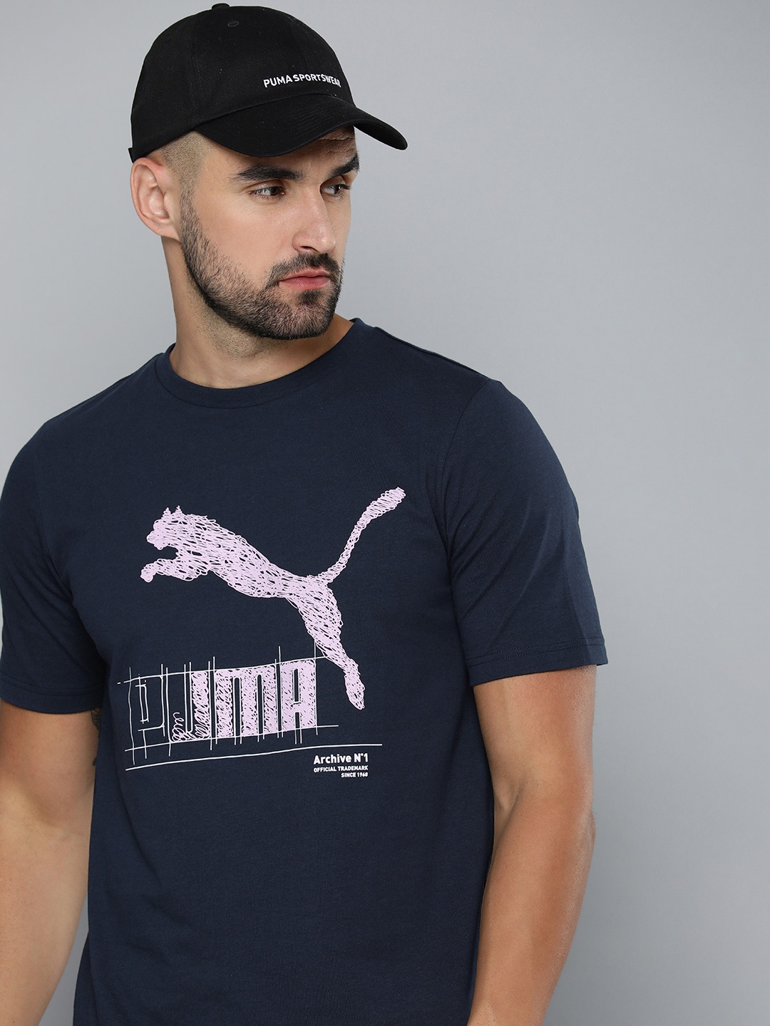 

Puma BRAND LOVE Printed Pure Cotton T-shirt, Navy blue
