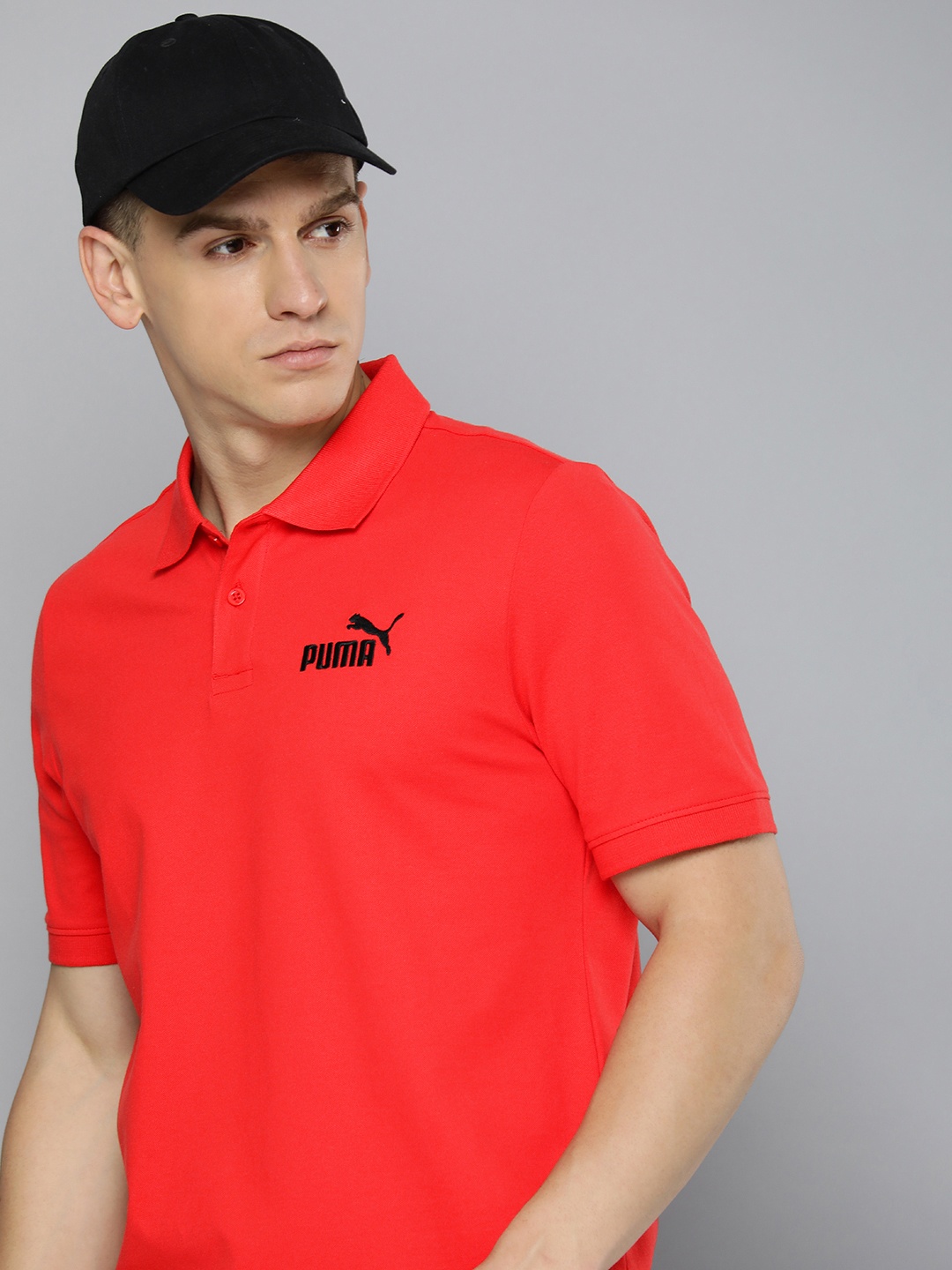 

Puma Embroidered ESS Pique Polo Collar T-shirt, Red