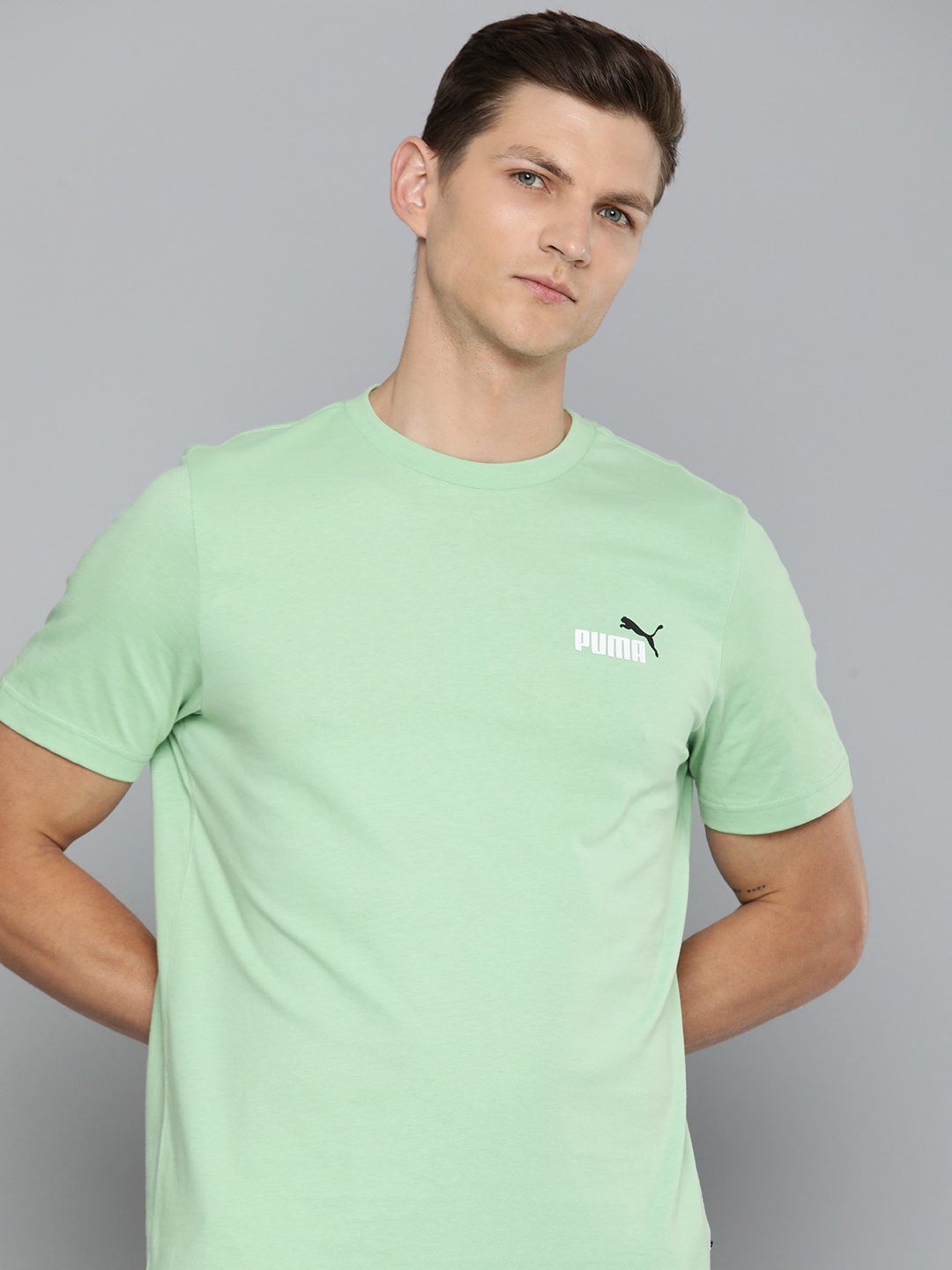 

Puma Pure Cotton Two Color Small Logo Applique T-shirt, Green