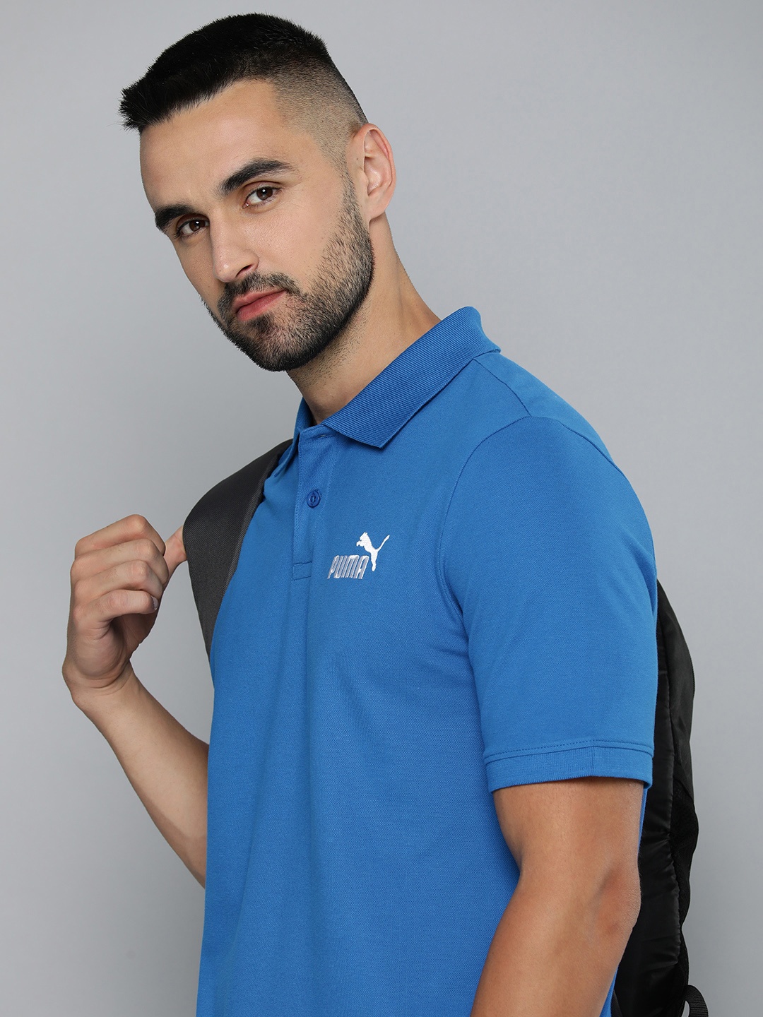 

Puma Embroidered ESS Pique Polo Collar T-shirt, Blue