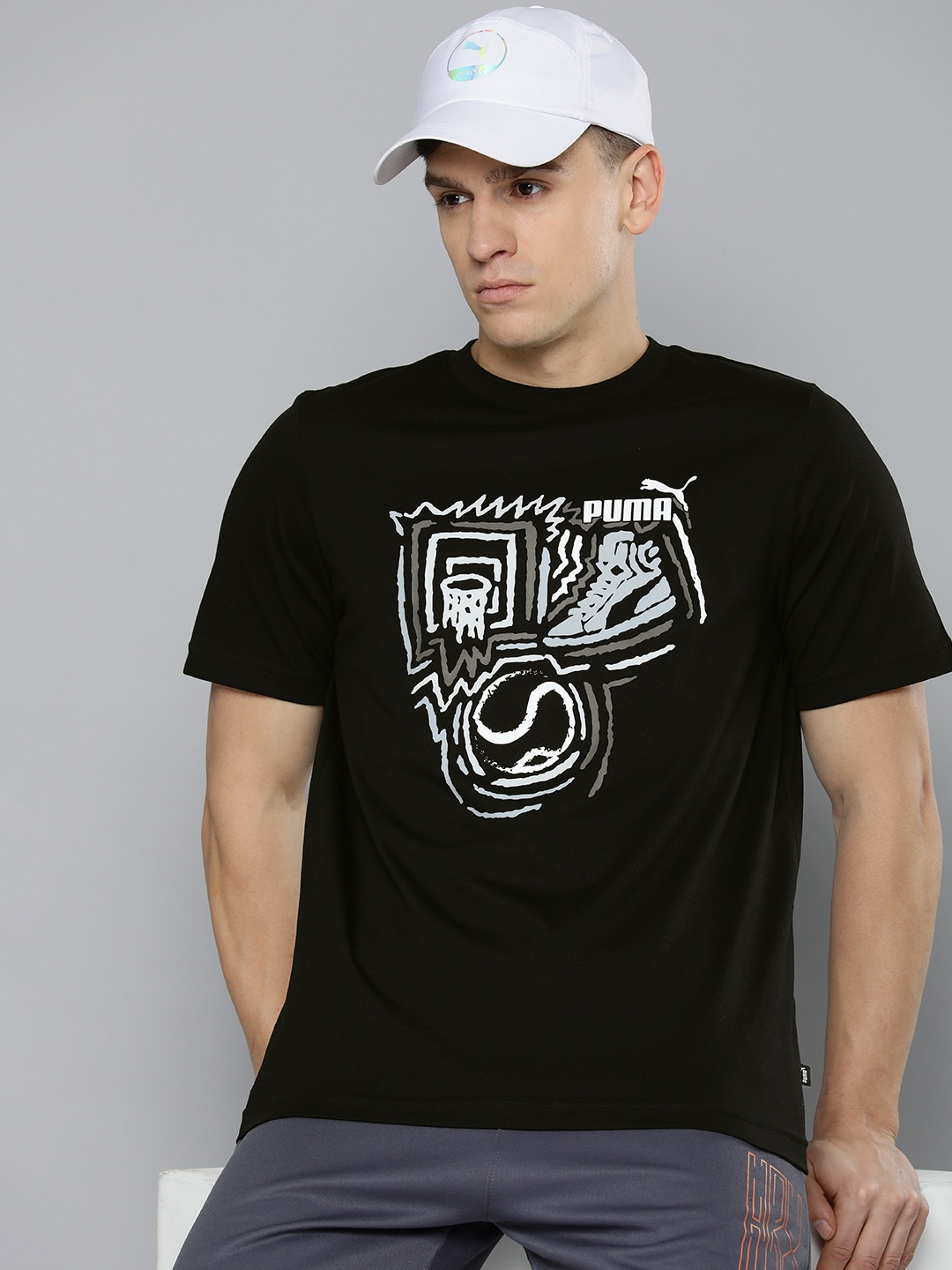 

Puma Men GRAPHICS Year of Sports Printed Pure Cotton T-shirt, Black