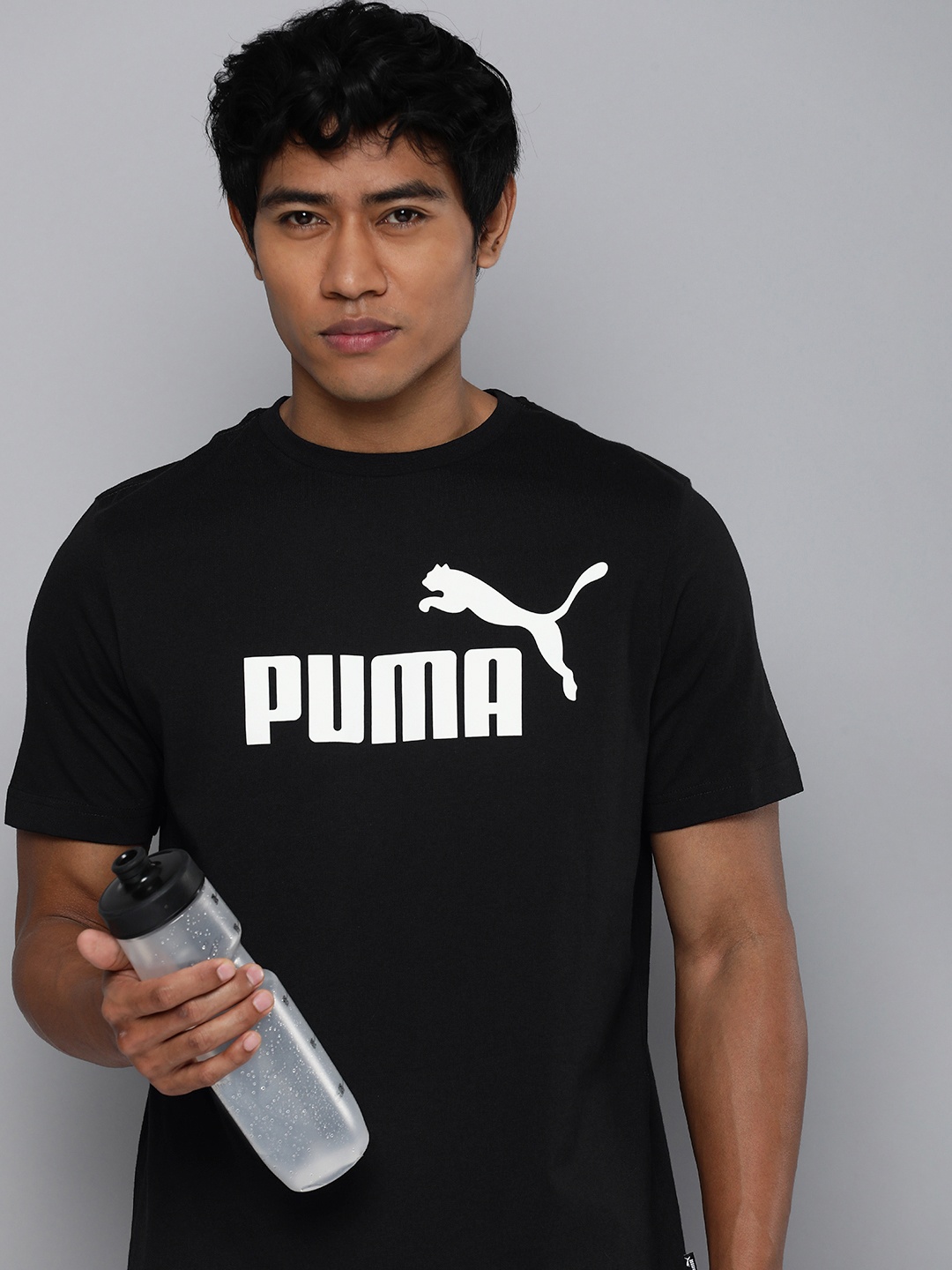 

Puma Men Brand Logo Printed Pure Cotton T-shirt, Black
