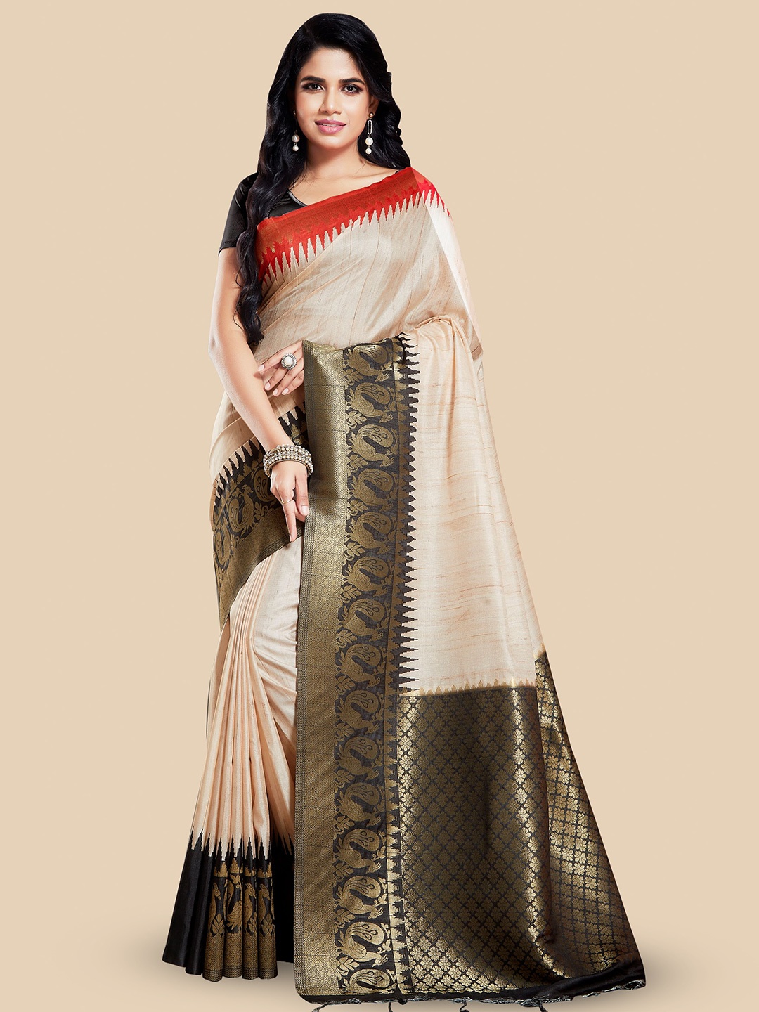 

Rani Saahiba Woven Design Zari Art Silk Bhagalpuri Saree, Beige