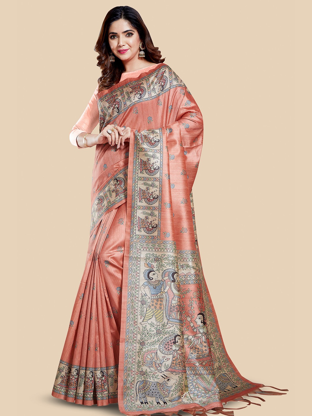 

Rani Saahiba Ethnic Motifs Art Silk Bhagalpuri Saree, Orange