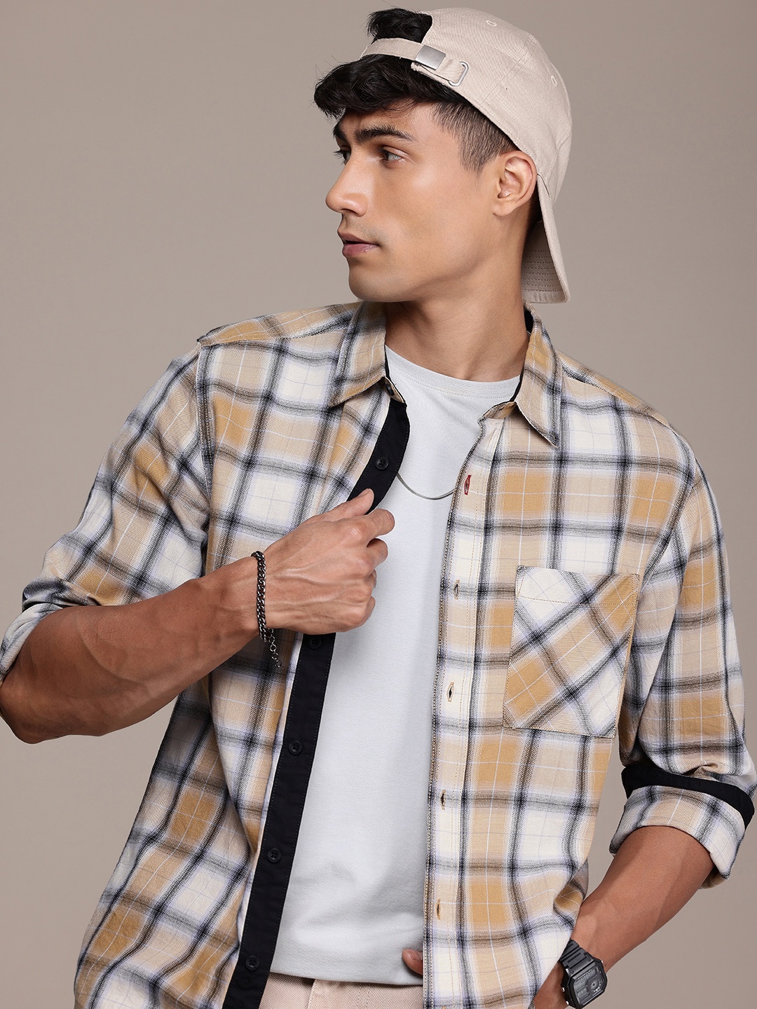 

The Roadster Life Co. Checked Pure Cotton Casual Shirt, Mustard