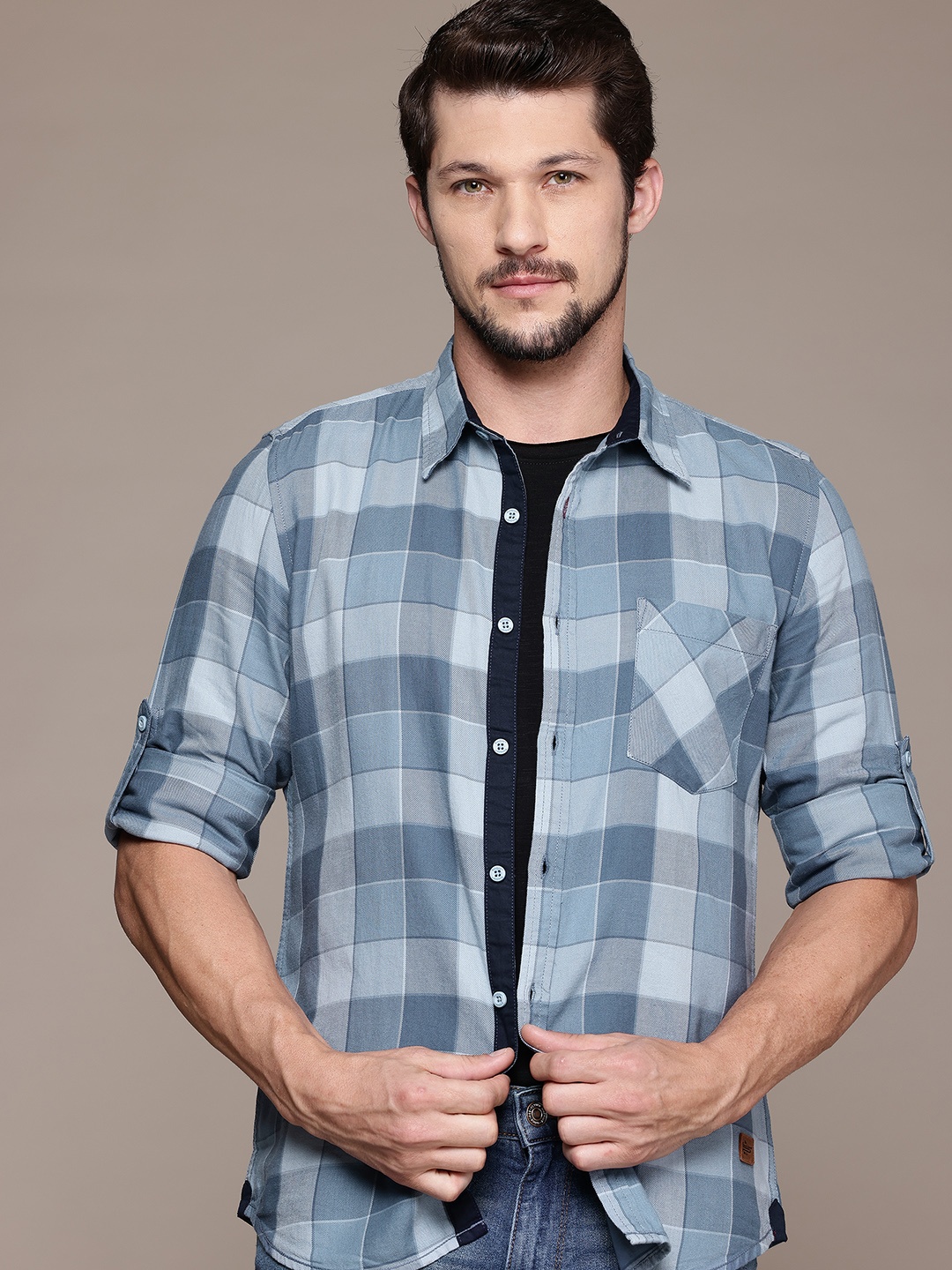 

The Roadster Lifestyle Co. Pure Cotton Checked Shirt, Blue