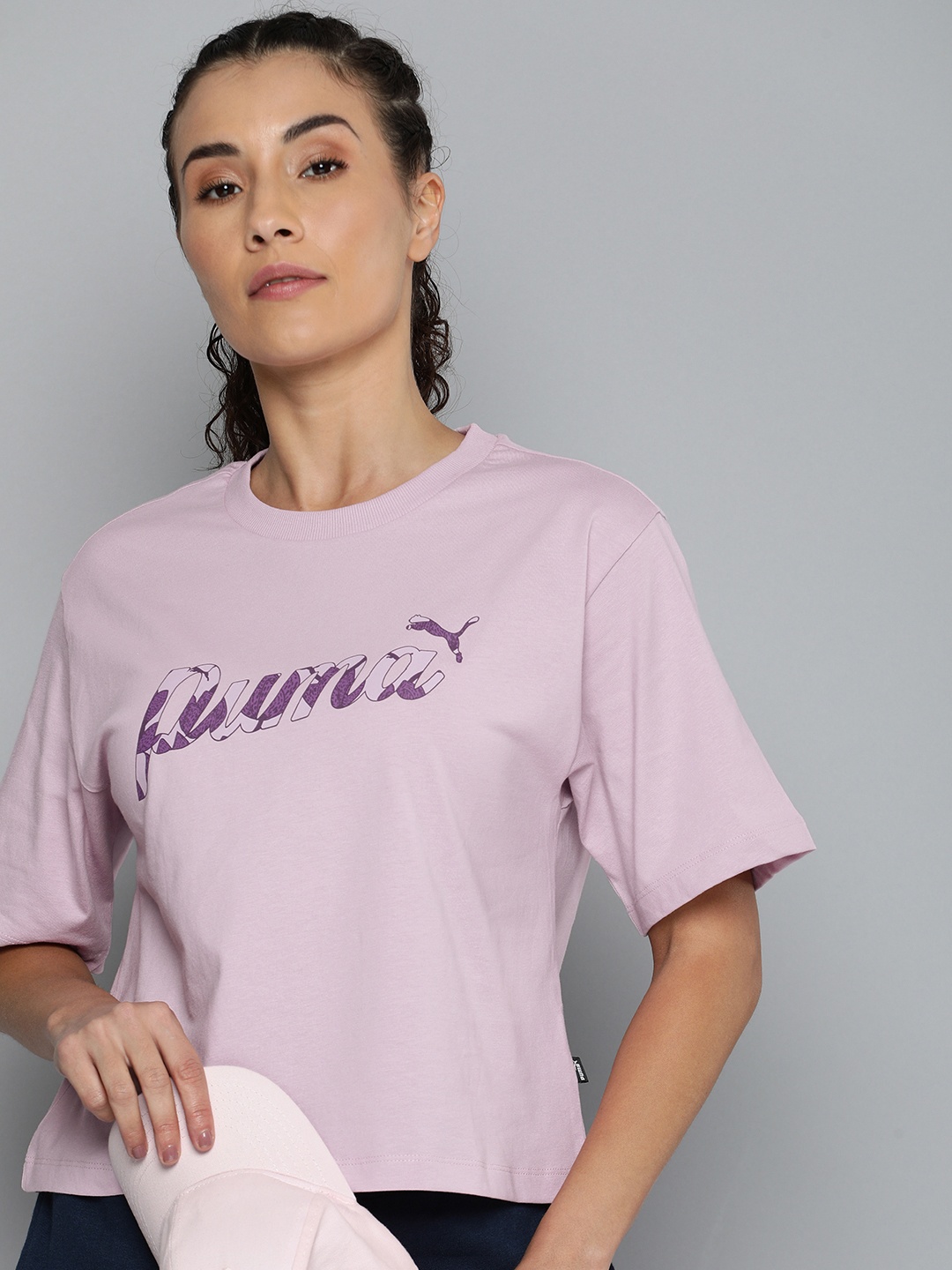 

Puma Women ESS+Blossom Short Graphic Printed T-shirt, Lavender