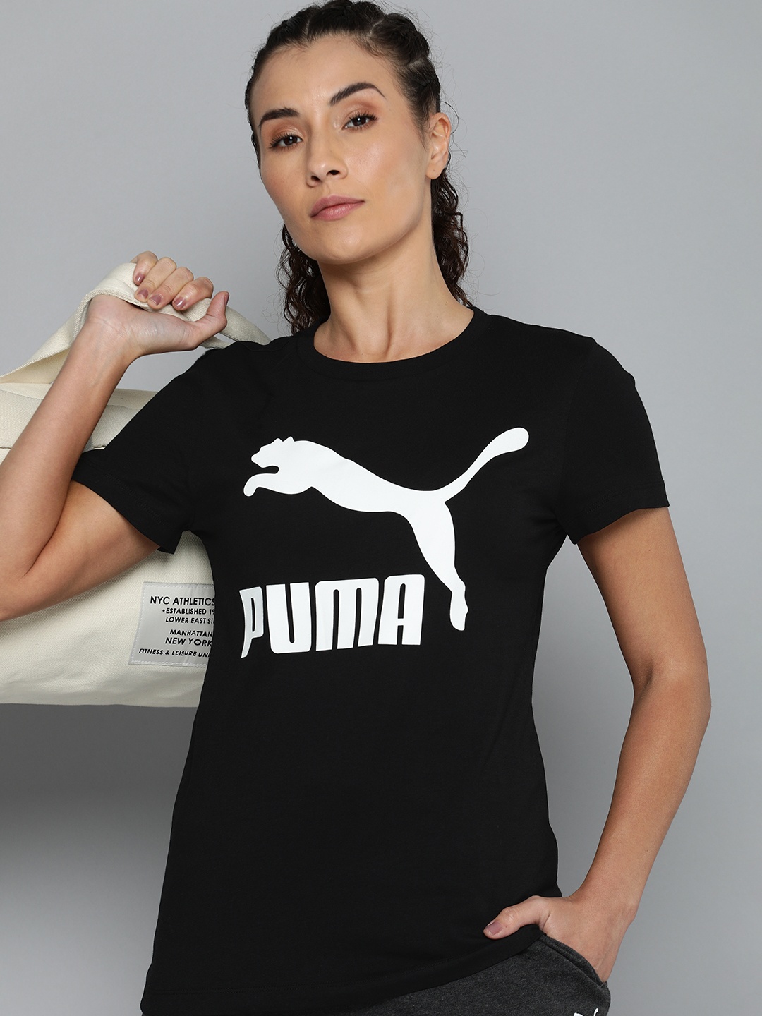 

Puma Women Classics Logo Printed Pure Cotton T-shirt, Black