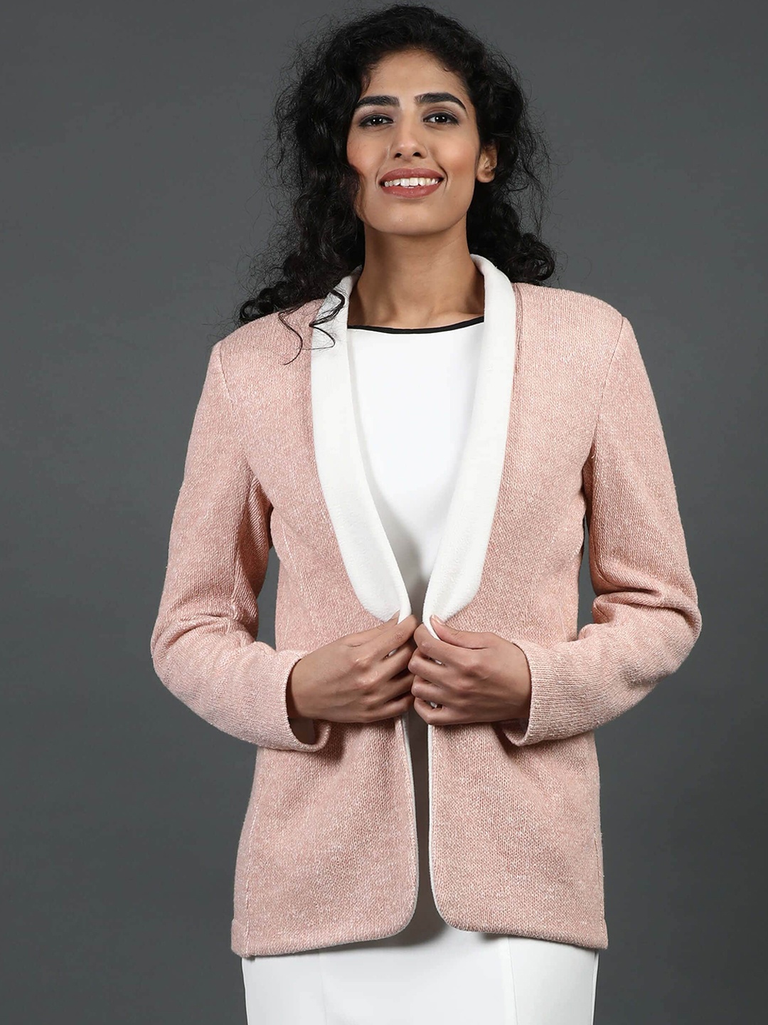 

SALT ATTIRE Single-Breasted Casual Blazer, Pink