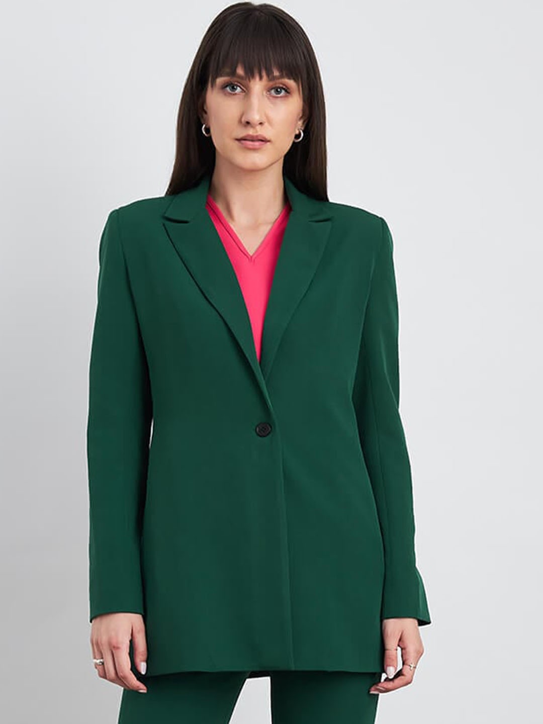 

SALT ATTIRE Single-Breasted Casual Blazer, Green