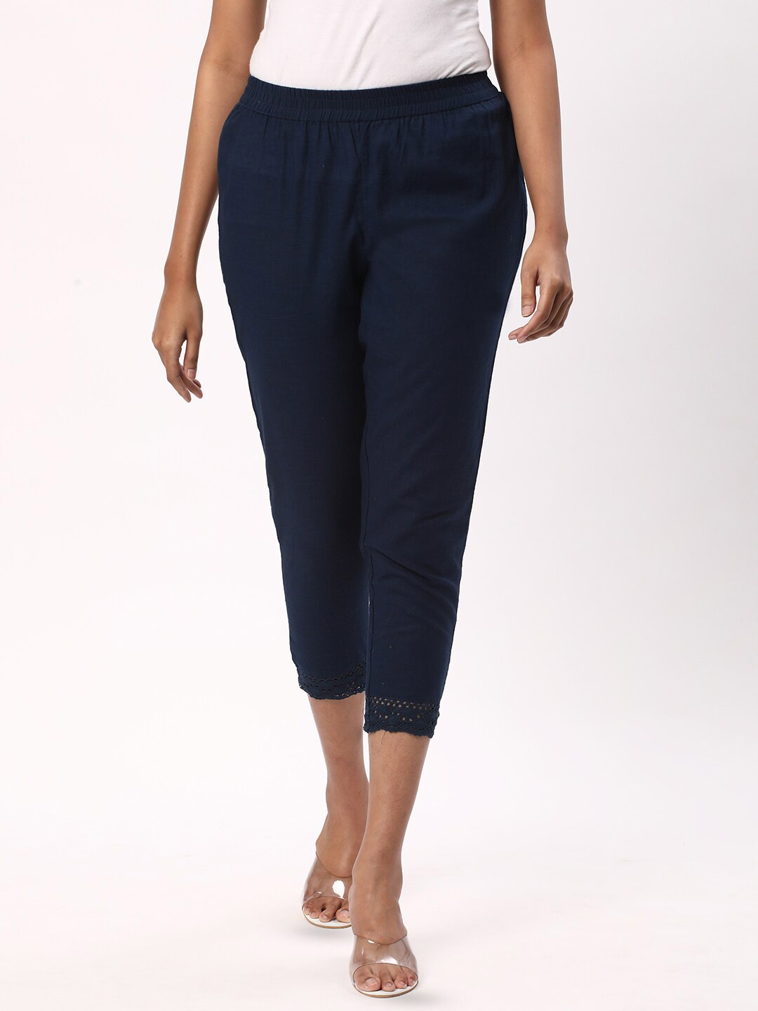 

R&B Women Mid-Rise Cotton Capris, Blue